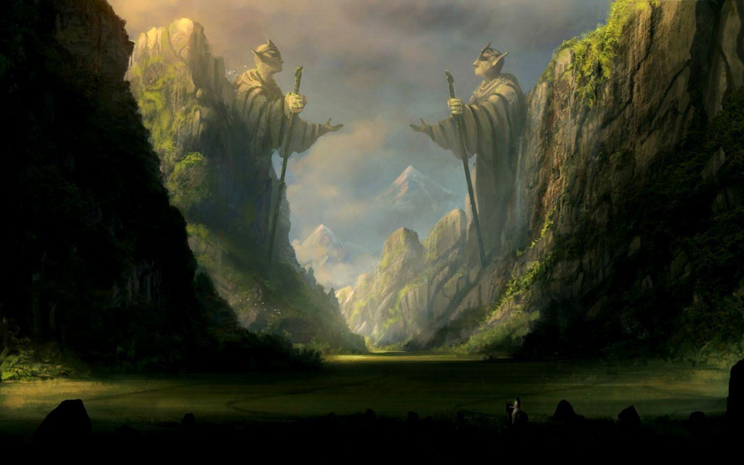 1472x920 Fantasy Mountain Art Hình nền HD