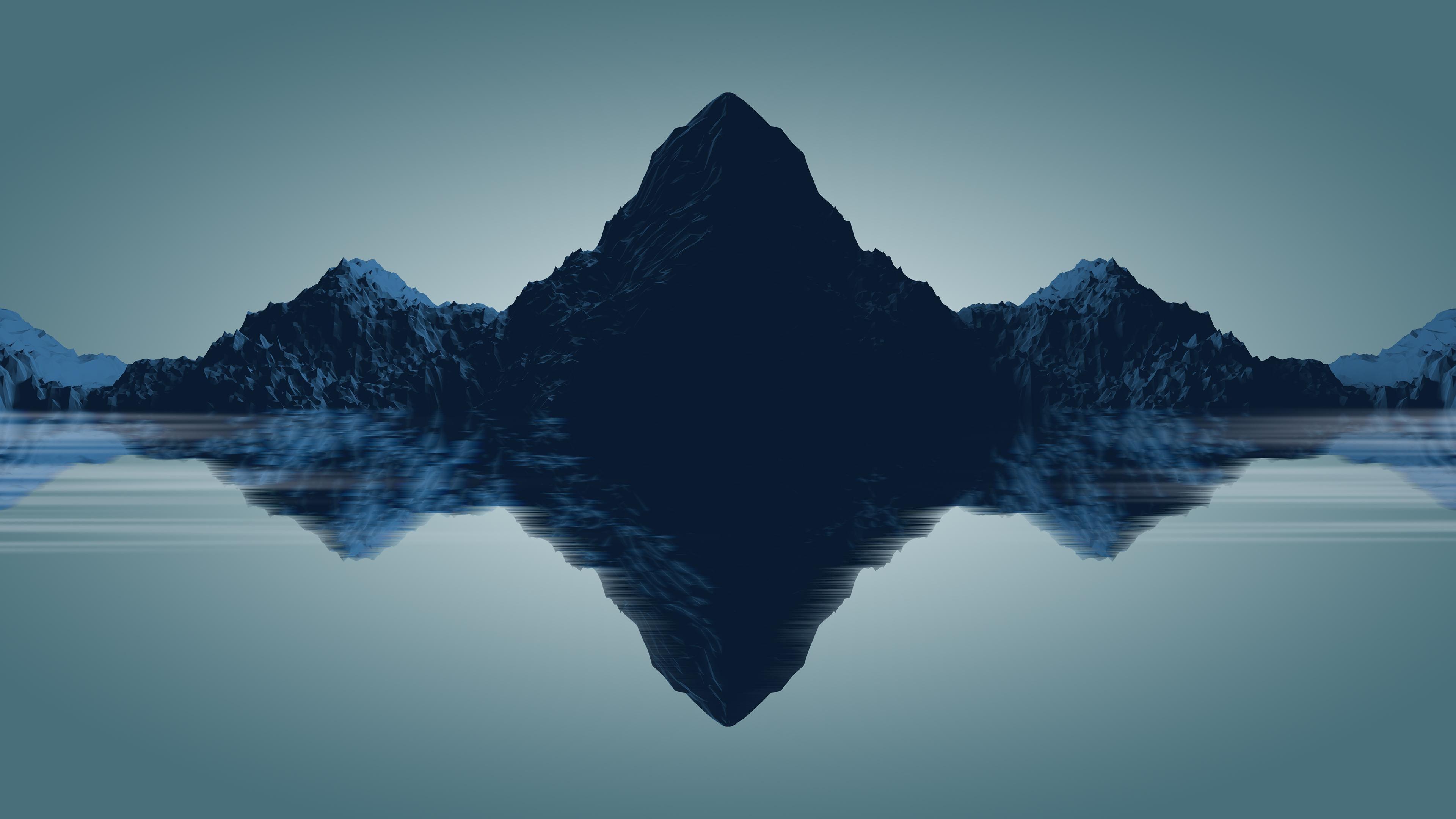 3840x2160 Núi Hình nền nghệ thuật tối giản Low Poly 4k Ultra HD