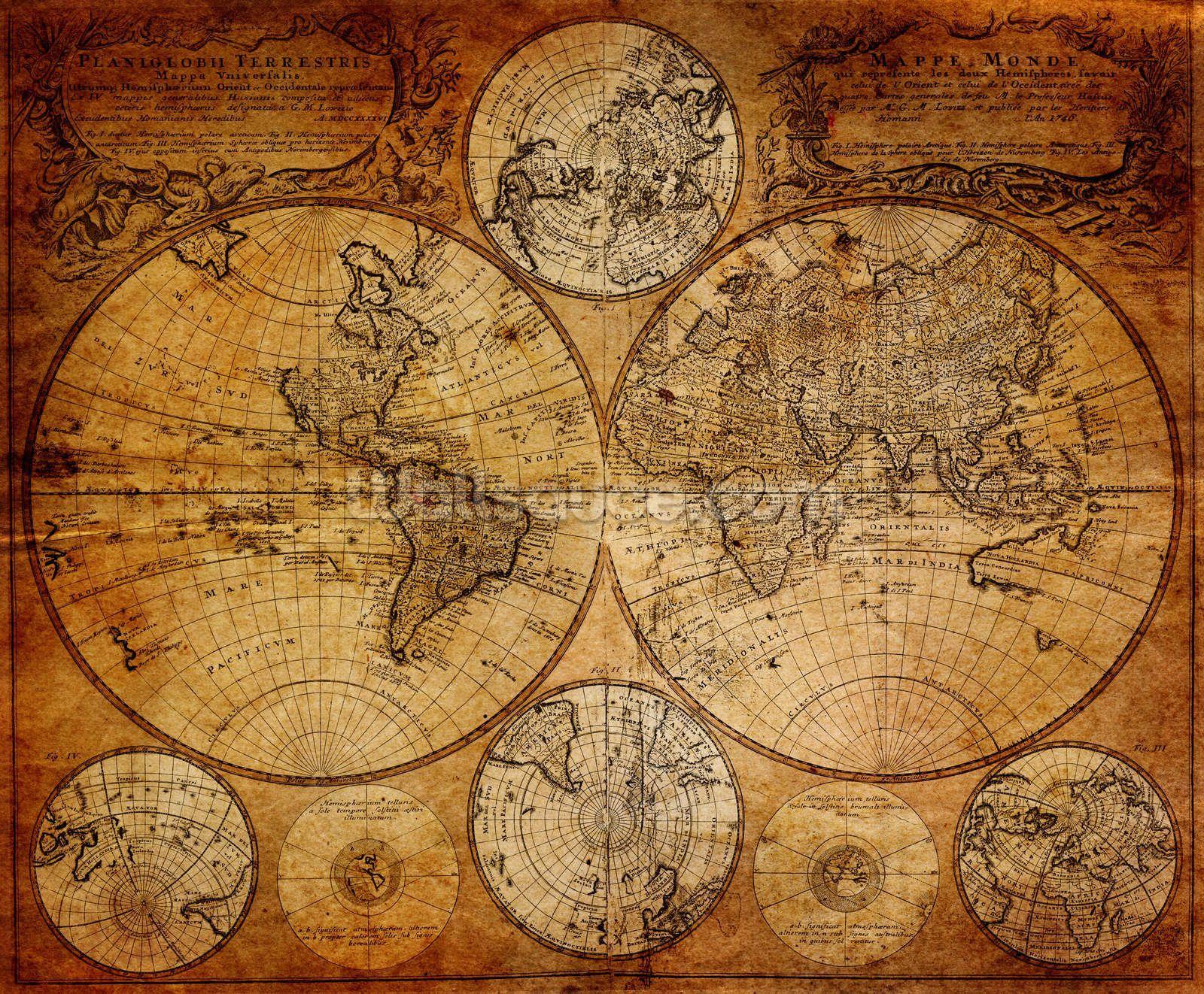 1600x1322 Old Globe Map 1746 Wall Mural. Globe, Wallpaper and Ceiling tiles
