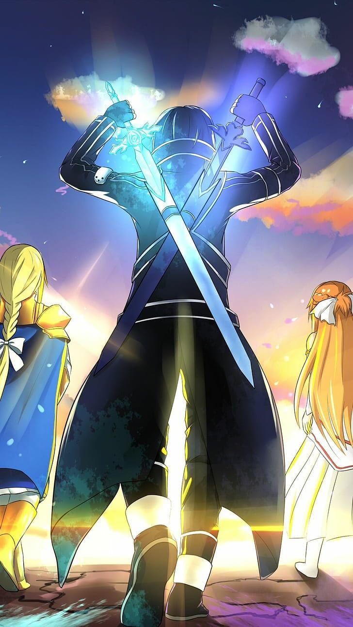 Hình nền HD 728x1294: anime, Sword Art Online Alicization, Kirito (Sword Art Online)