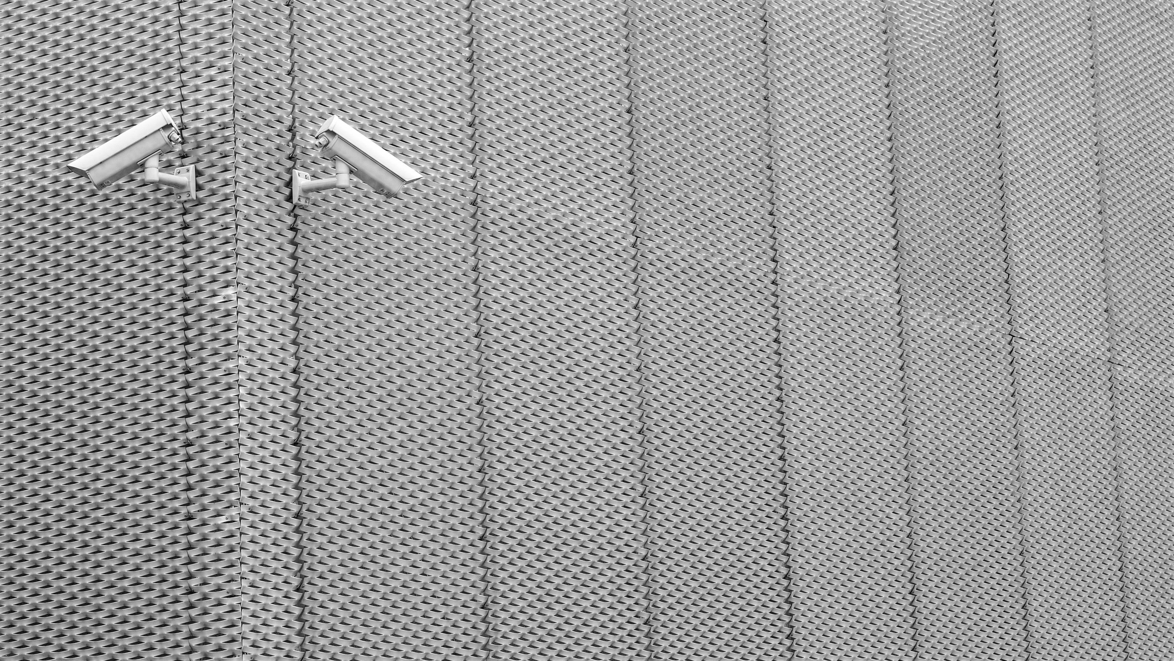 4032x2272 Two Gray Cctv Cameras on Wall · Free