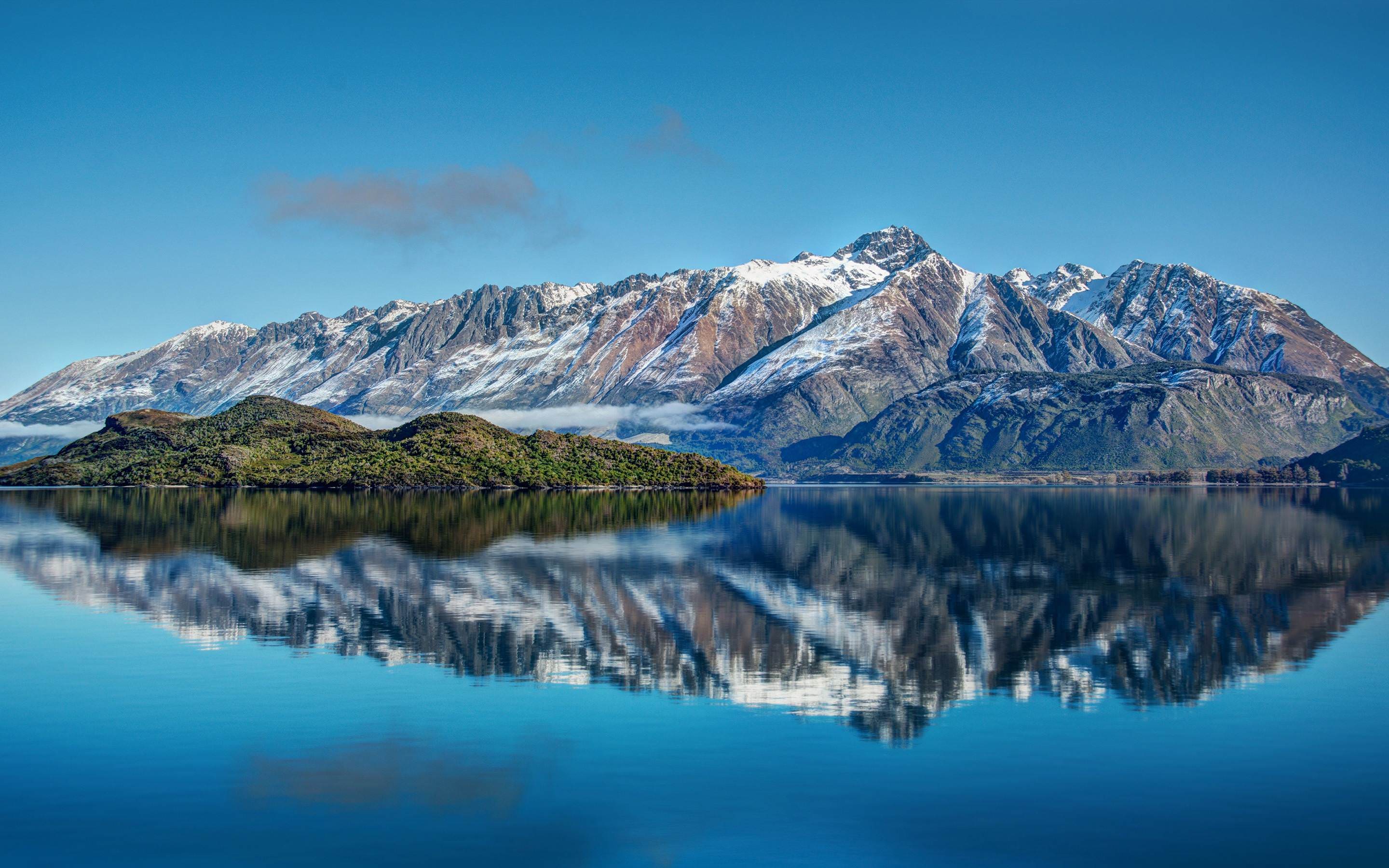 2880x1800 New Zealand Mountains Blue Water Reflection Wallpaper
