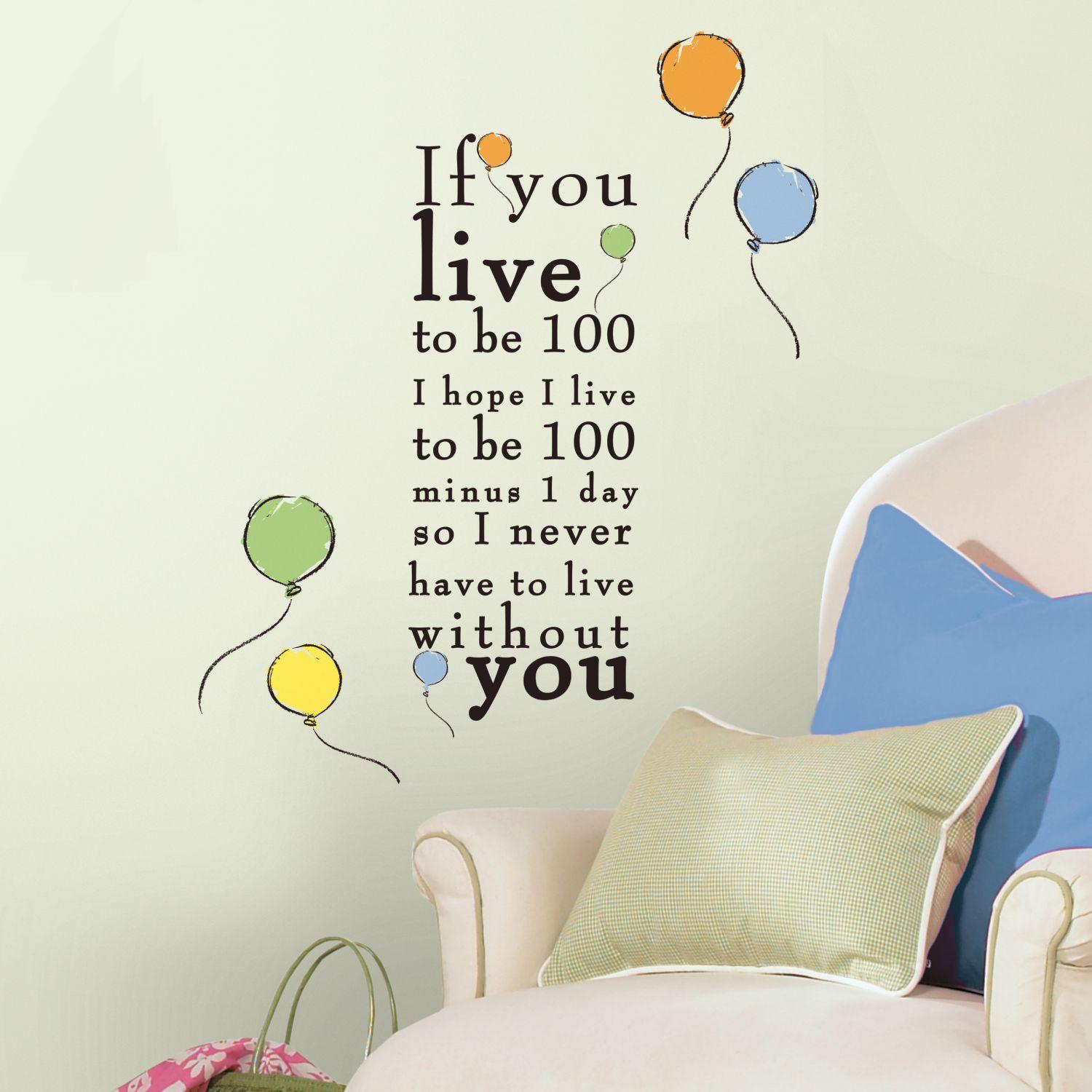 1500x1500 RMK2436SCS Winnie the Pooh to be 100 Quote Wall Stickers