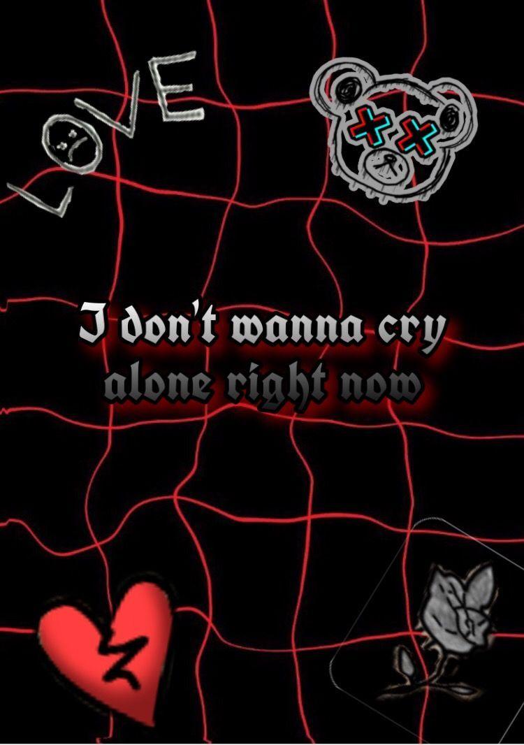 750x1066 lilpeep wallpaper cryalone redandblack sad edgy heartbr