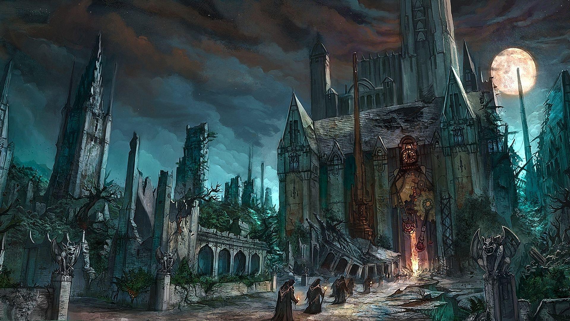 1920x1080 Vampire Castle Desktop Wallpaper 09443