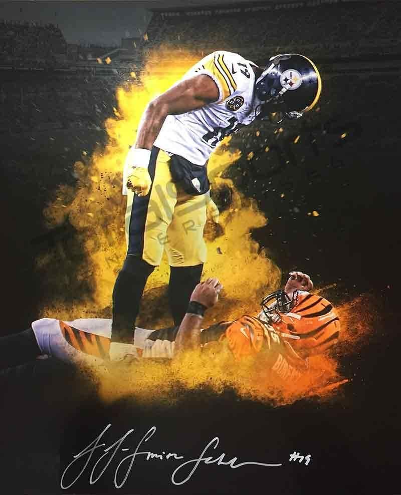 800x988 JuJu Smith Schuster Signed Custom Over Burfict Explosion