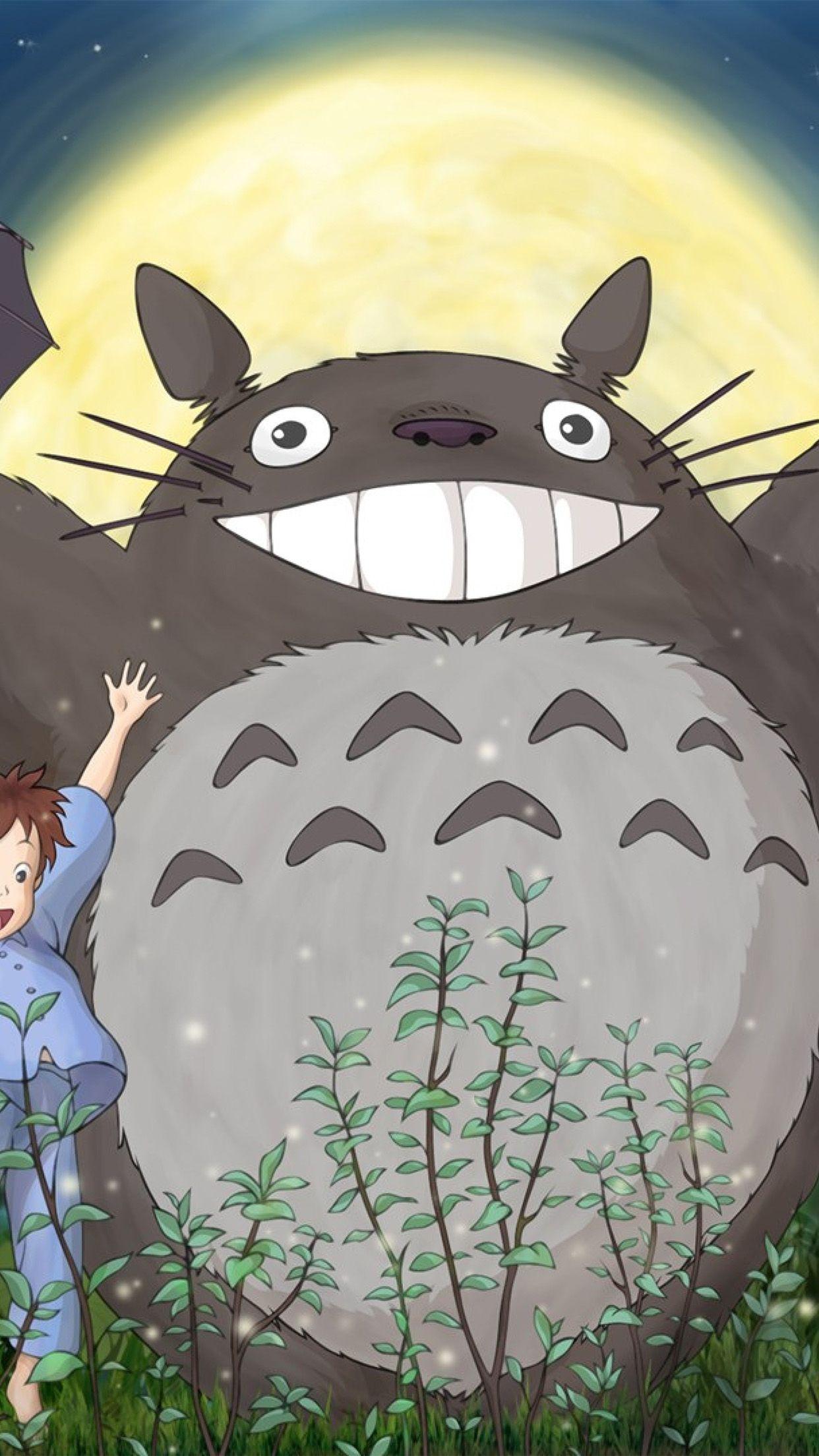 1242x2208 Totoro Forest Anime Cute Illustration Art Wallpaper