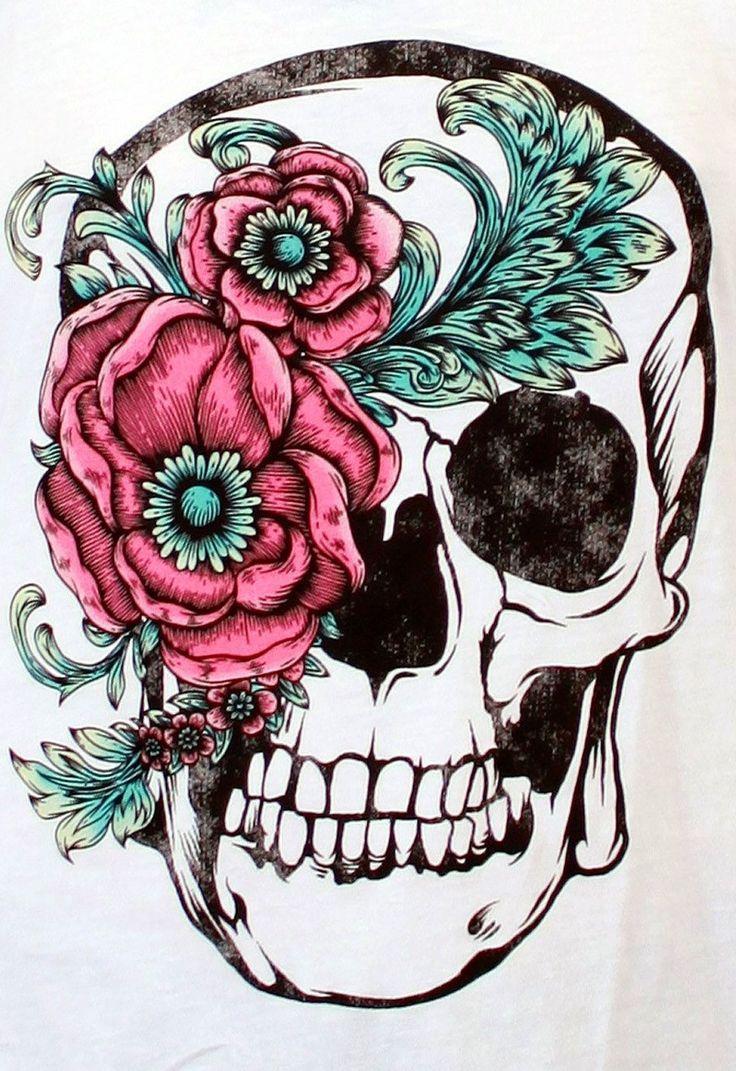 736x1071 Drawn Sugar Skull Floral Skulls