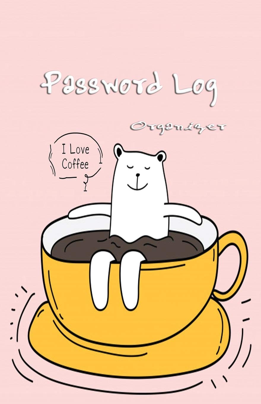 880x1360 Password Log Organizer: I Love Coffee with bear in pink