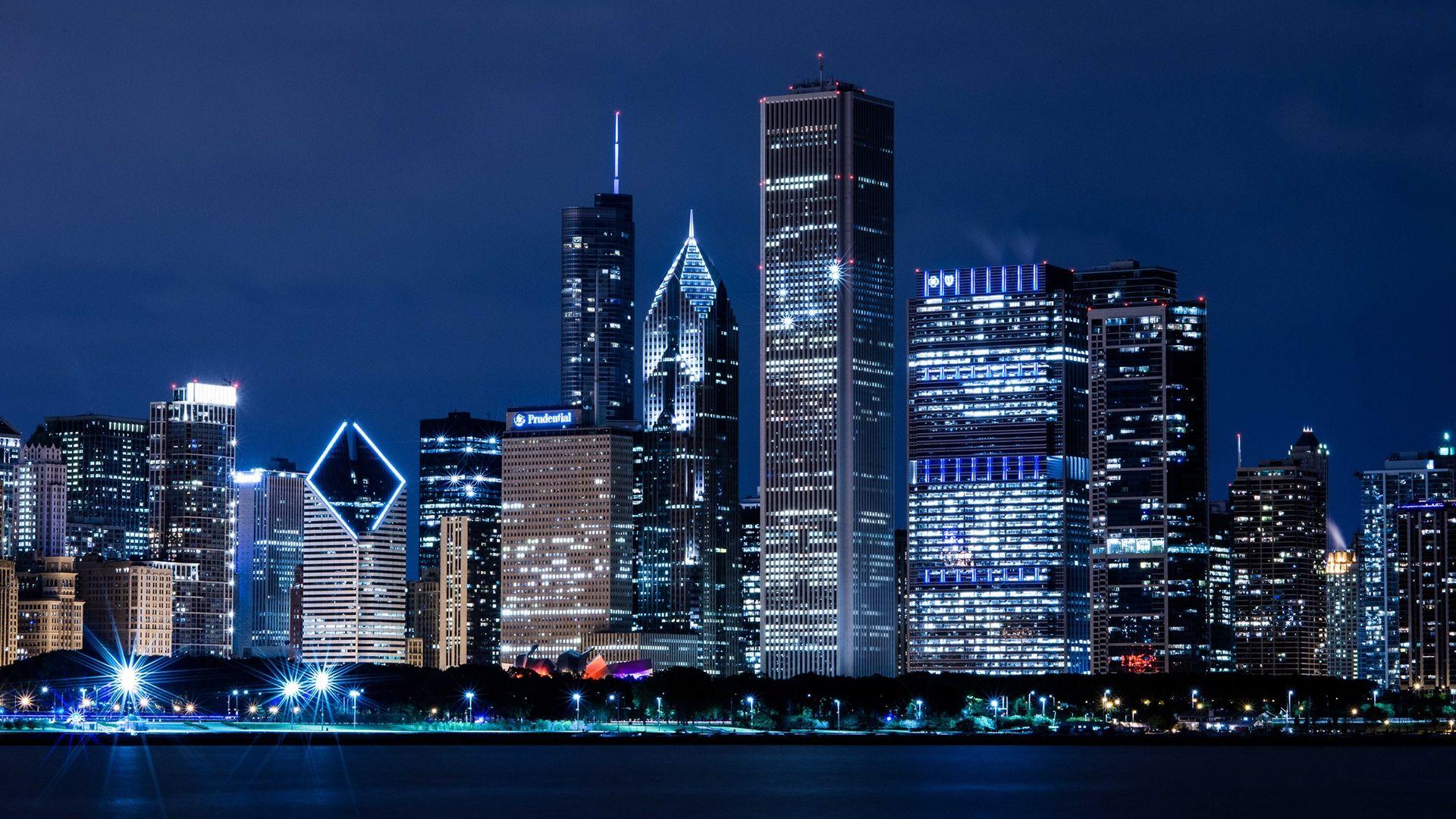 Chicago Skyline At Night Screensavers