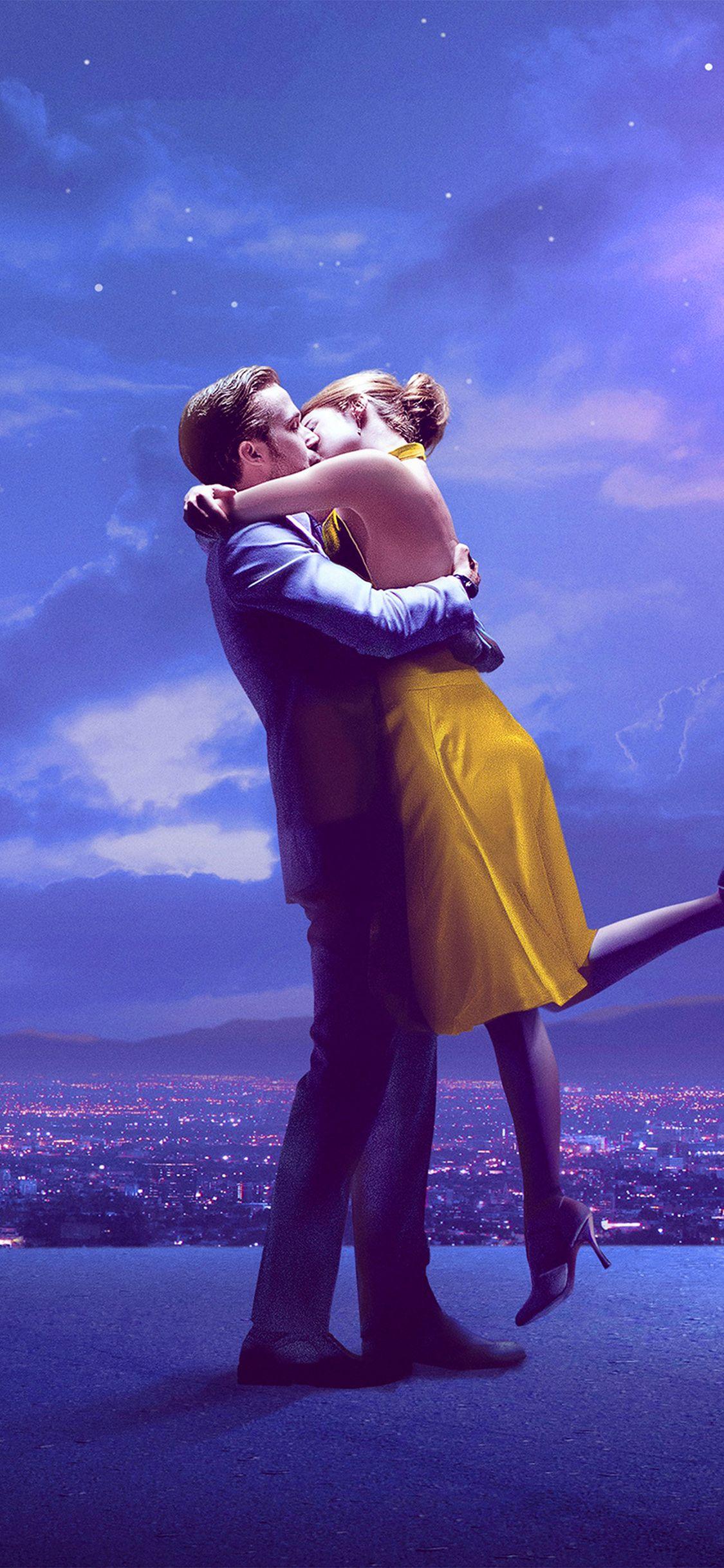 1125x2436 Lalaland Film Movie Purple Blue Poster Illustration Art