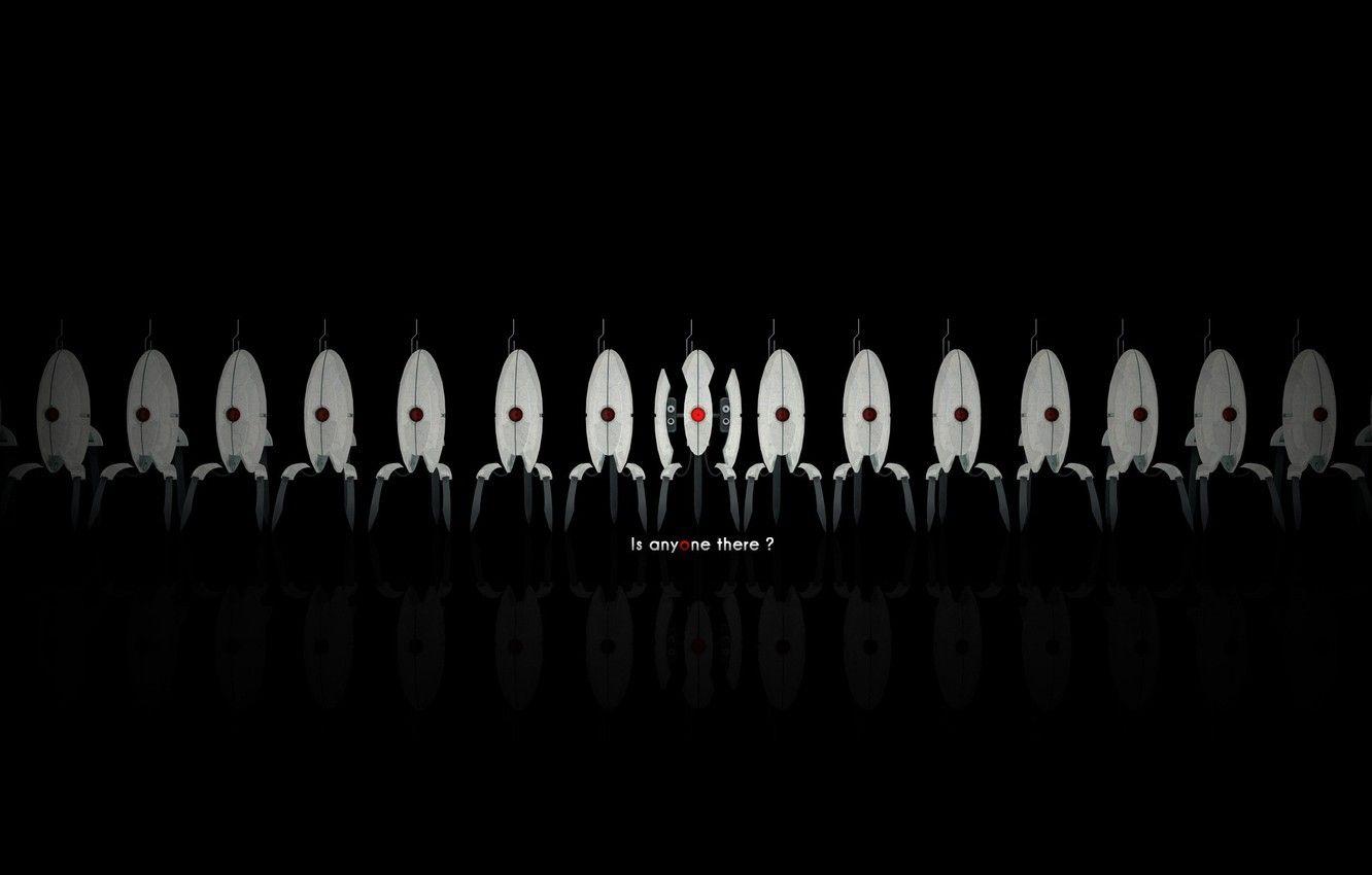 1332x850 Wallpaper the inscription, words, Portal turrets, turret