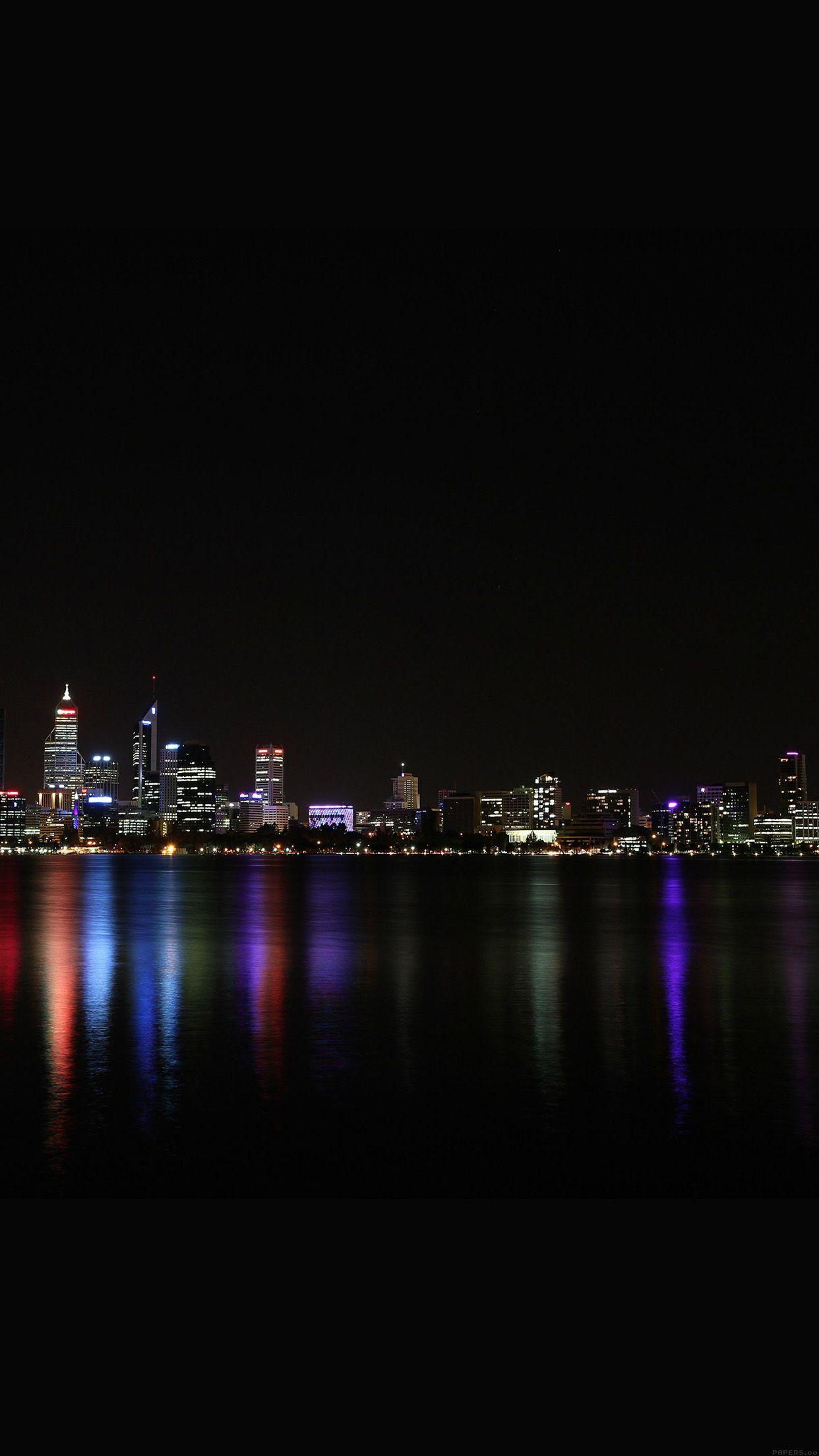 1242x2208 City Night Skyline Architecture River Dark Android wallpaper