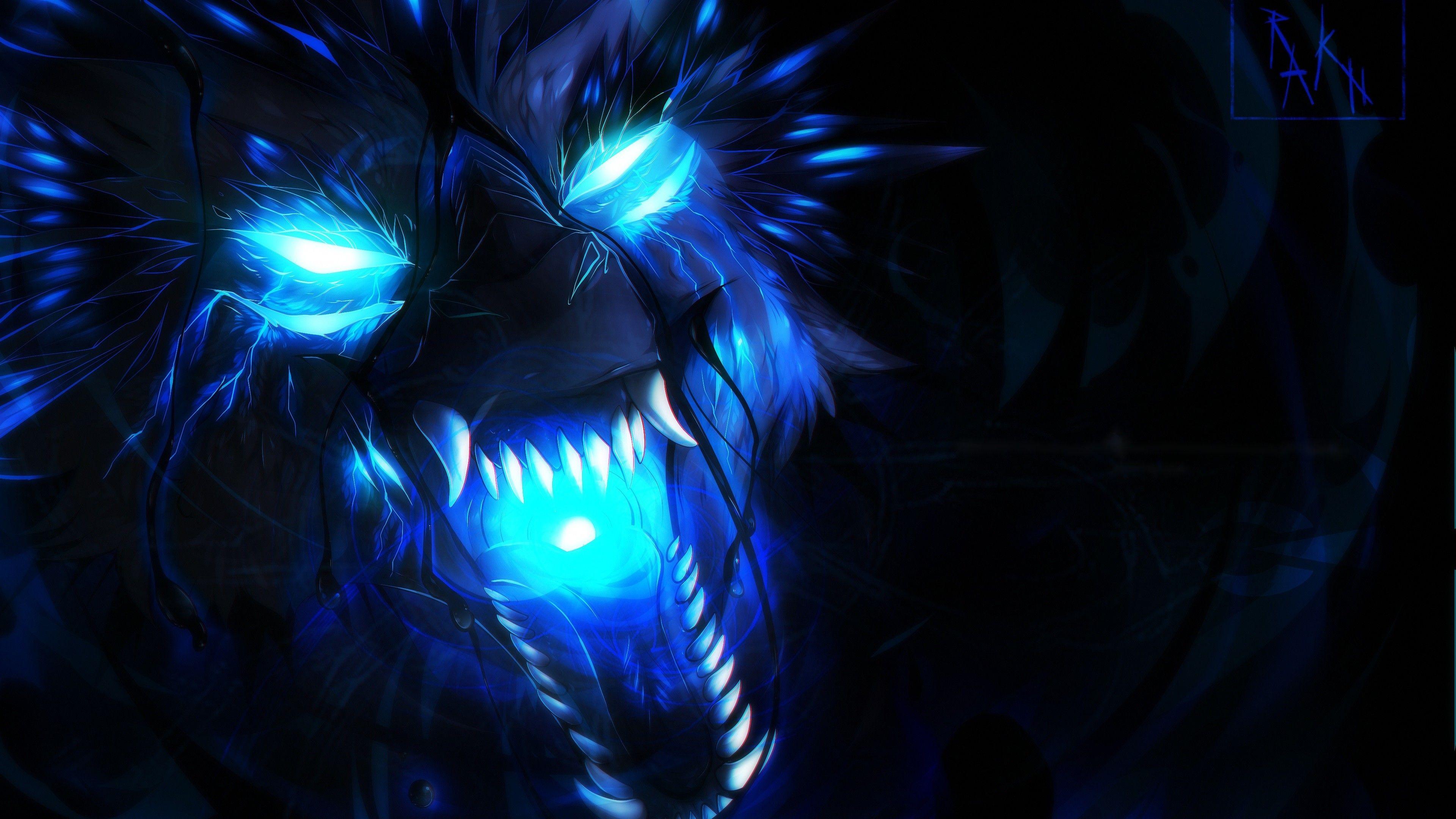 3840x2160 Blue Flame Wolf Wallpaper