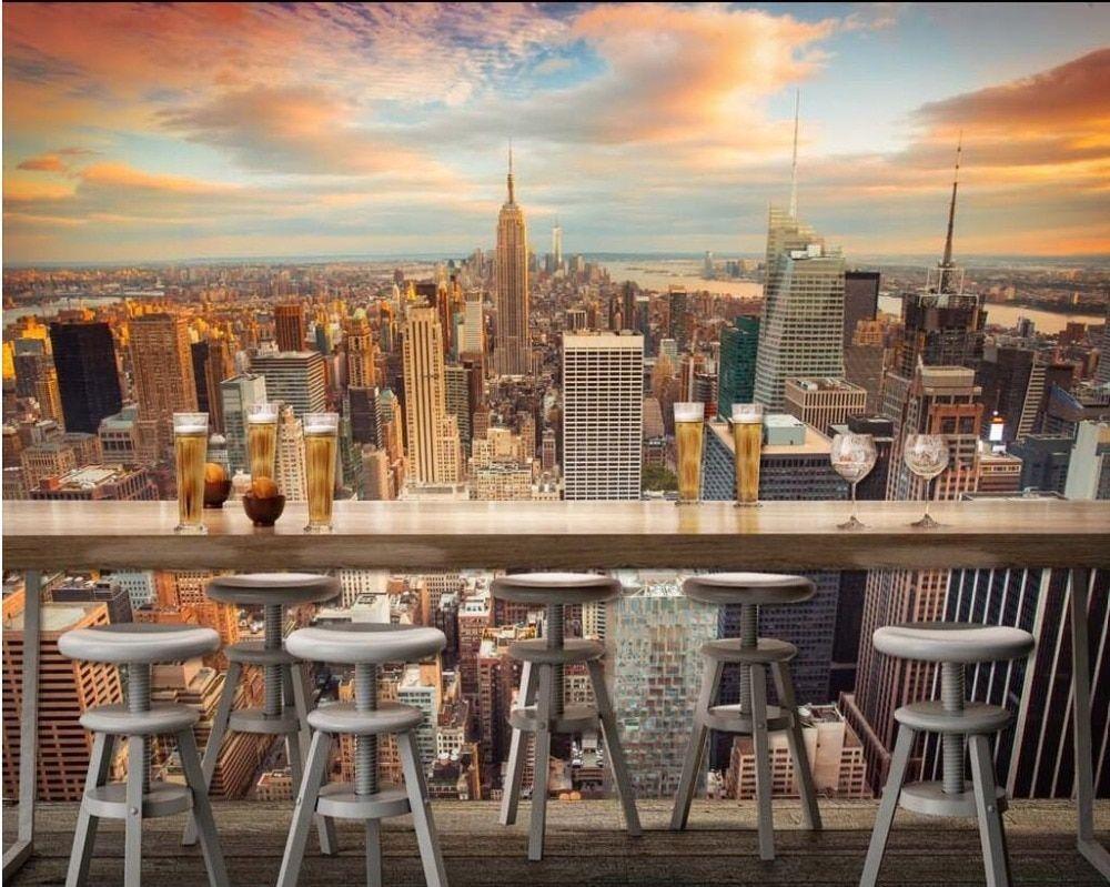 1000x799 US $14.77 47% OFF. 3D Wallpaper Custom Photo Non Woven Mural The New York City Scenery Decoration Painting 3D Wall Murals Wallpaper For Living Room In