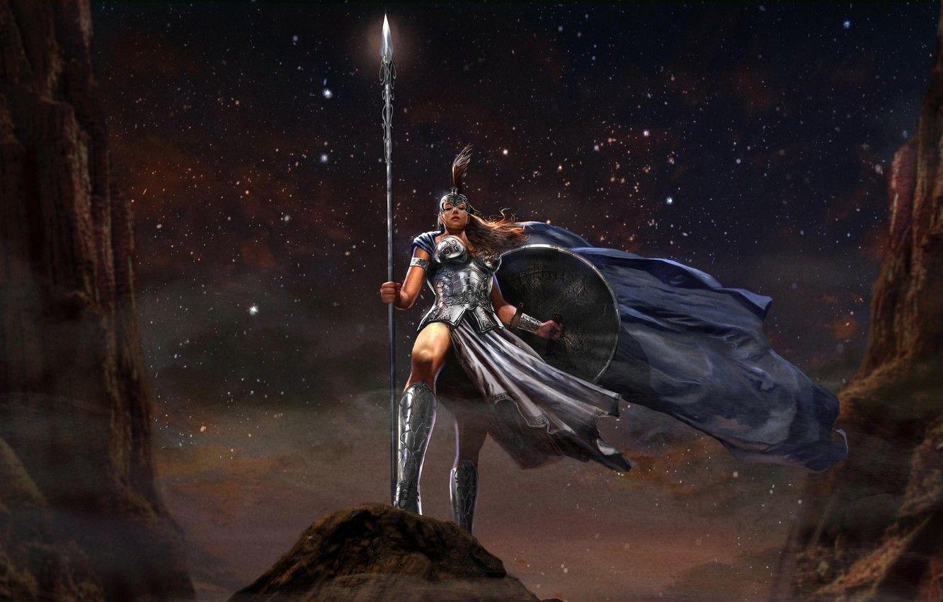 1332x850 Wallpaper the sky, mountains, night, weapons, stars, armor