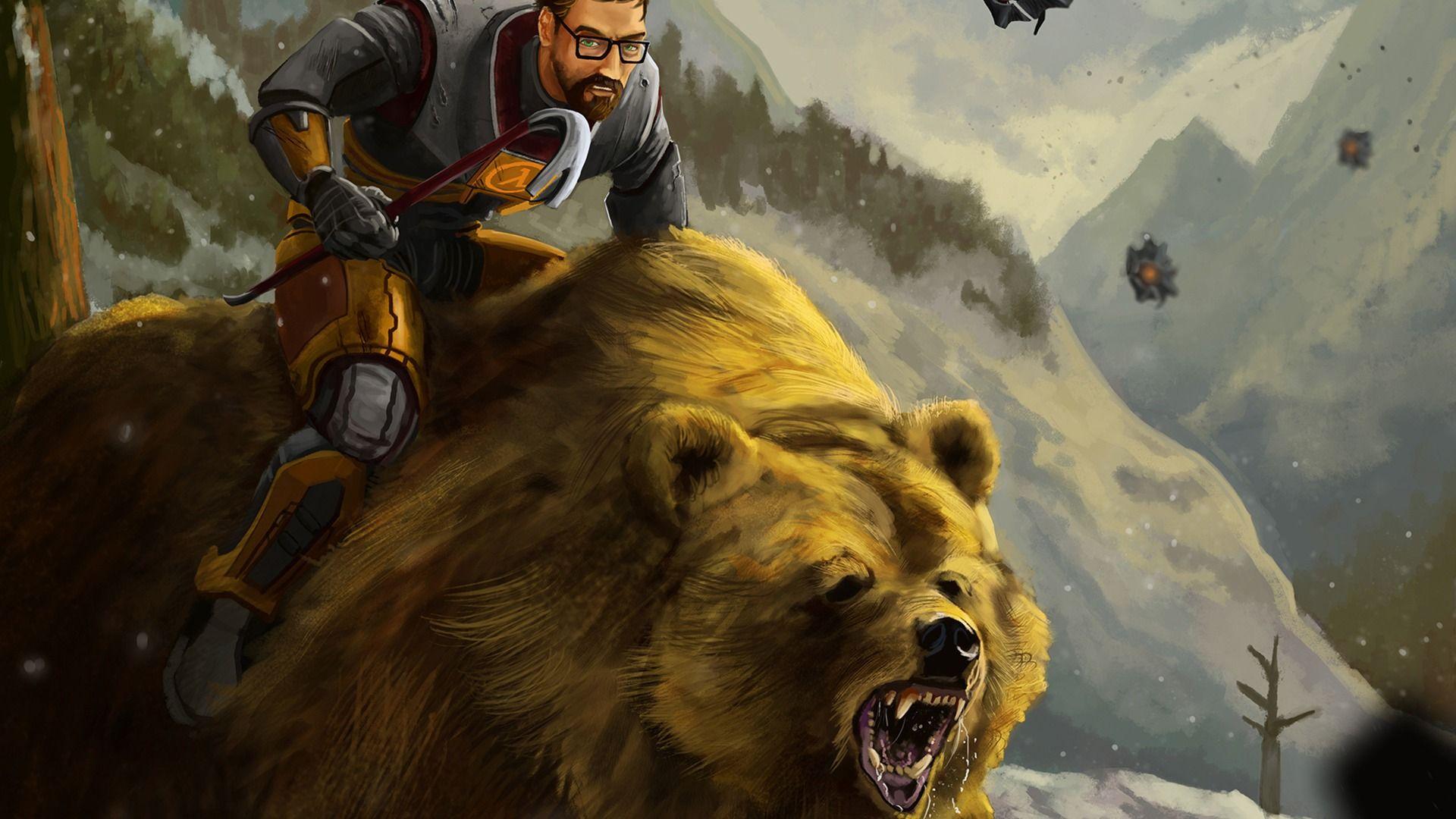 1920x1080 Download 1920x1080 HD Wallpaper gordon freeman ride bear
