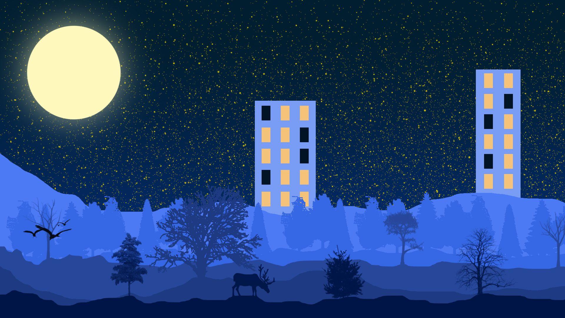 1920x1080 Winter Night Minimalist 4k Wallpaper