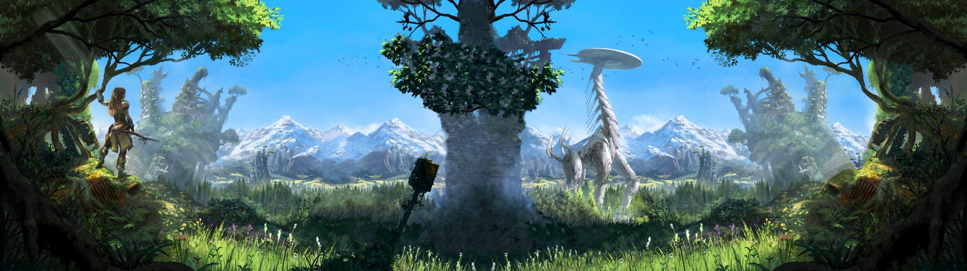 3839x1079 Image] [Horizon Zero Dawn] If you have two monitors i think