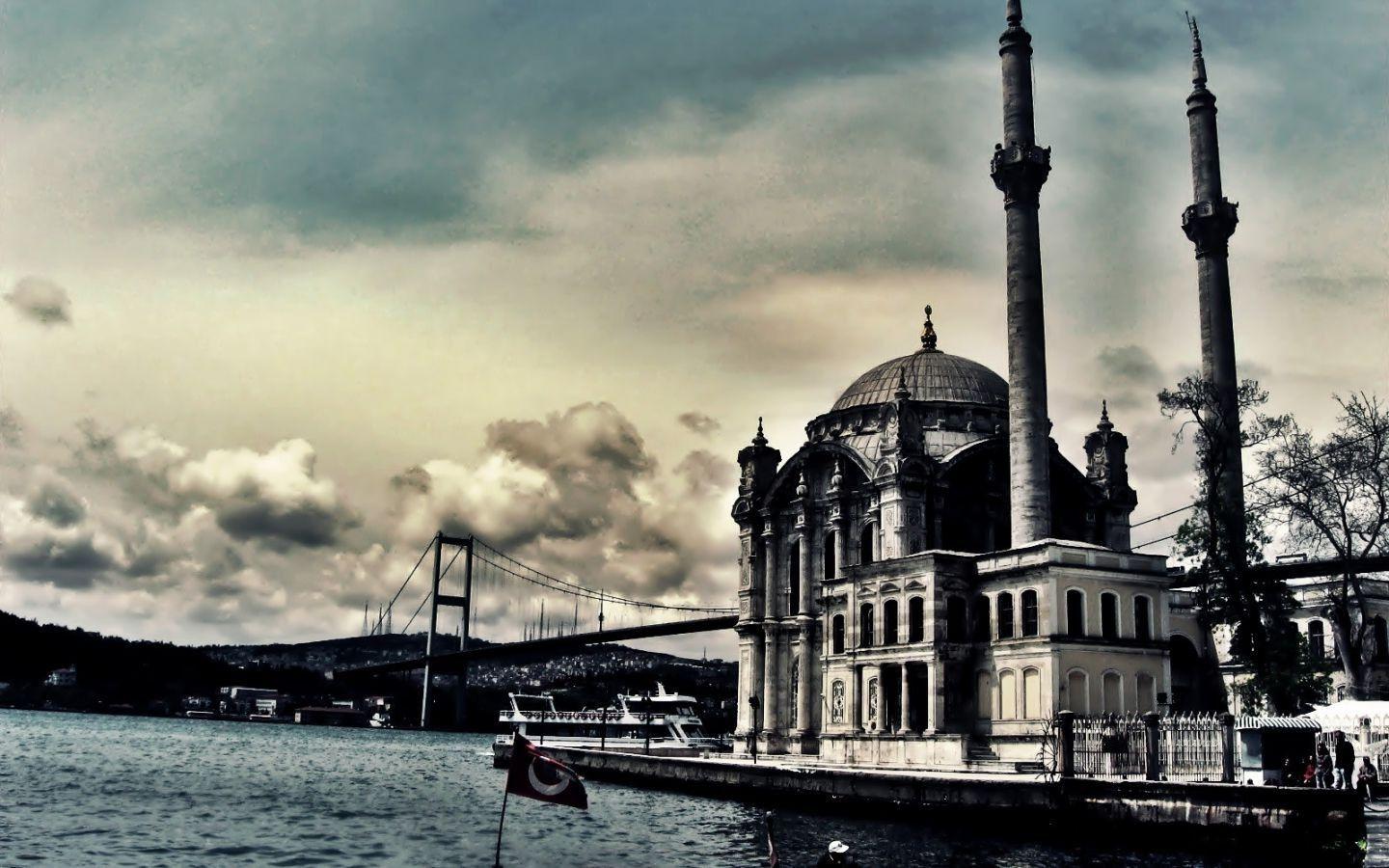 1440x900 turkey hdr clouds sky mosques architecture building bridge