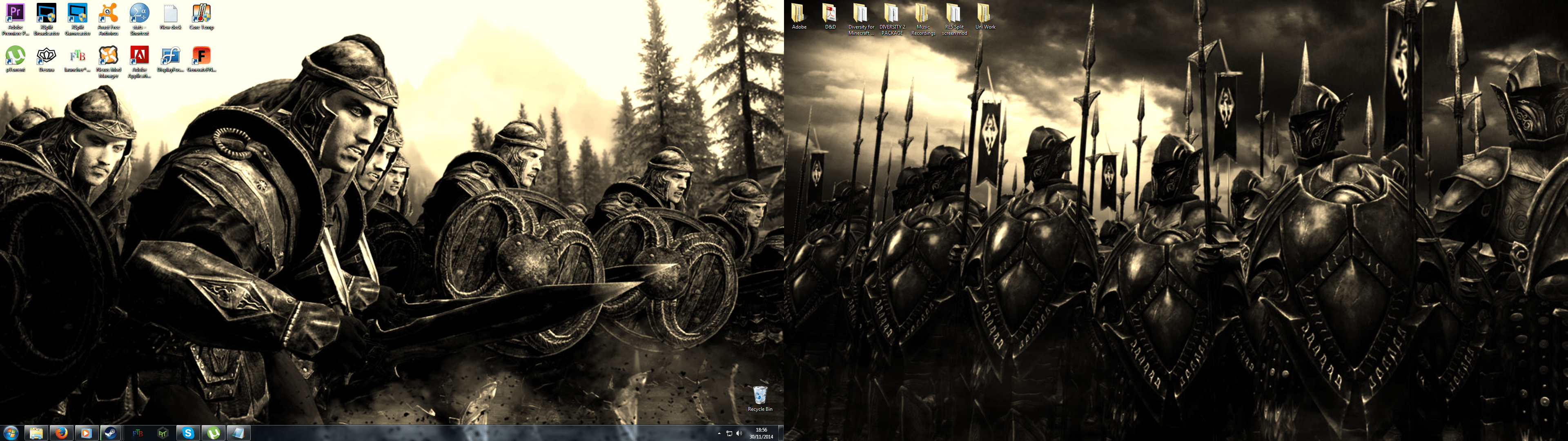 3840x1080 Dual monitors, dual wallpaper! Looks better with the actual