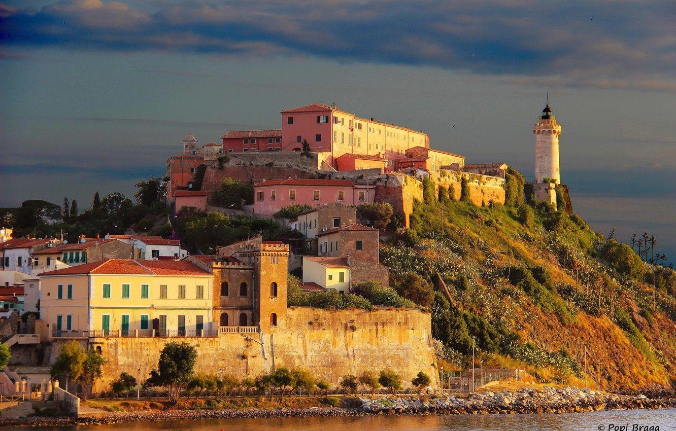 1332x850 Wallpaper the city, photo, lighthouse, island, home, Italy