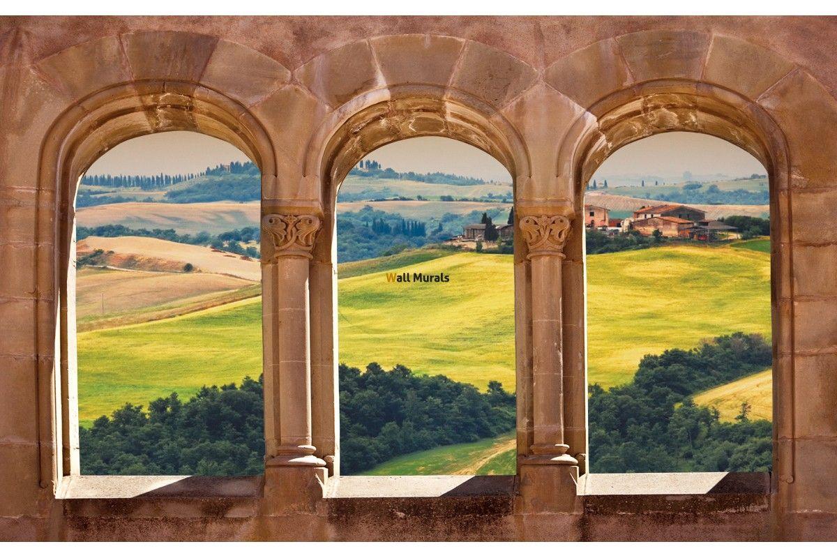 1200x800 Wallpaper mural views Toscana across antique columns