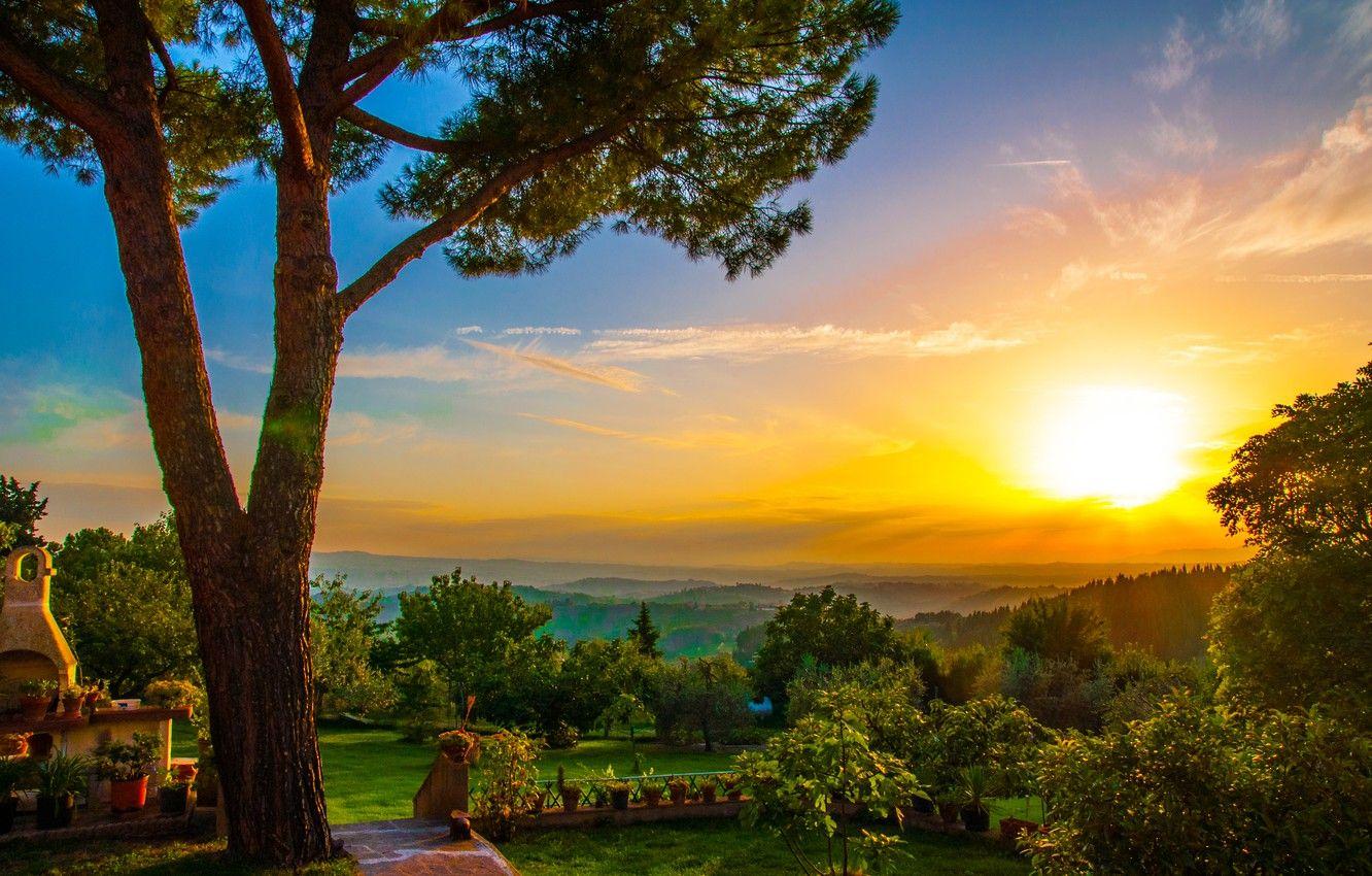1332x850 Wallpaper Sunset, Panorama, Italy, Italy, Sunset, Tuscany