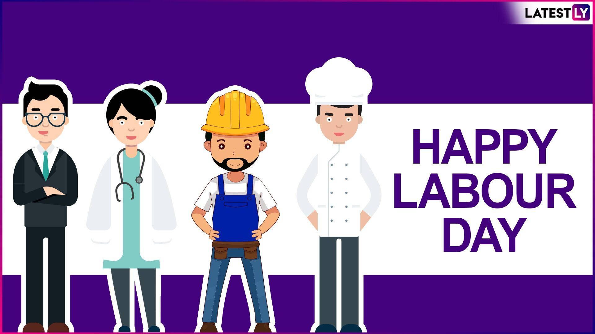 1920x1080 Cartoon Workers Happy Labor Day Wallpaper