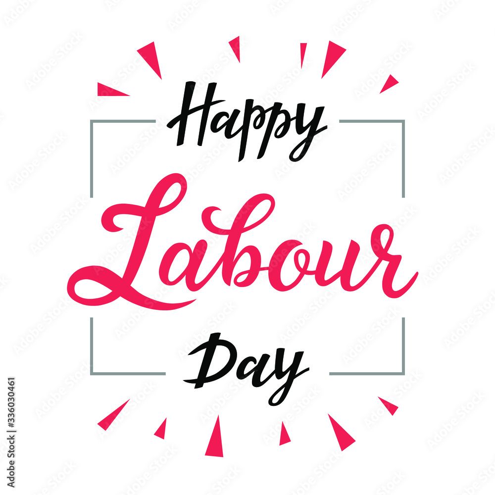 1000x1000 Illustration Of Happy Labour Day. Happy 1st may lettering. International Workers day illustration. Vector background. Stock Vector