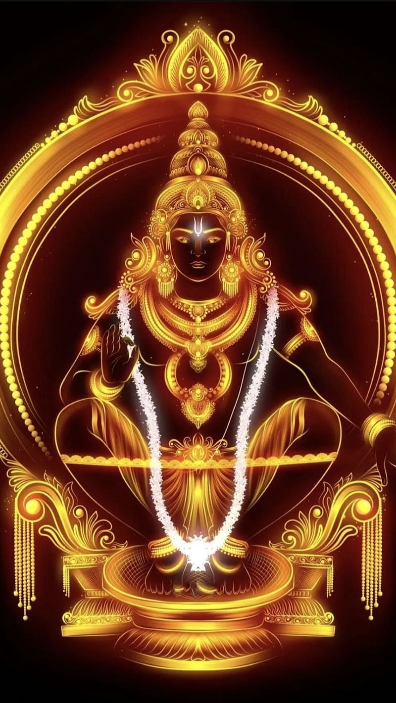 800x1421 Ayyappa, Golden And Black, lord, god, manikandan, HD phone wallpaper