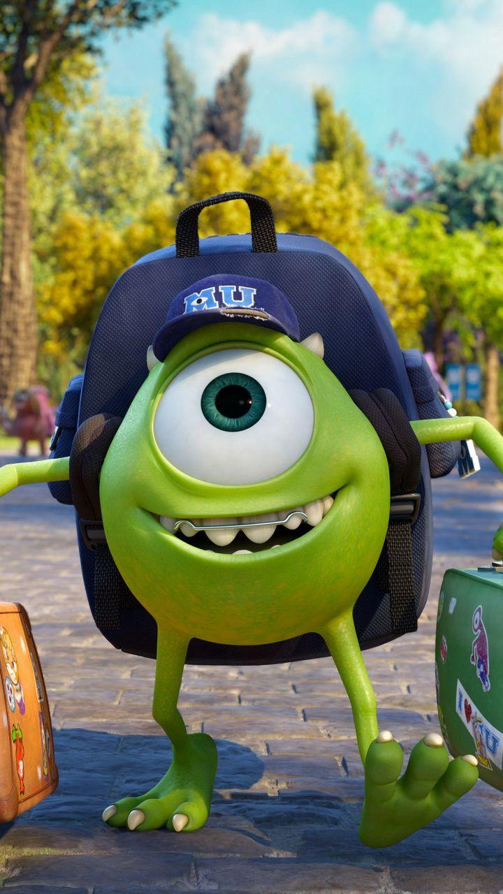 720x1280 joy, suitcase, pixar, mike wazowski, cap, monsters