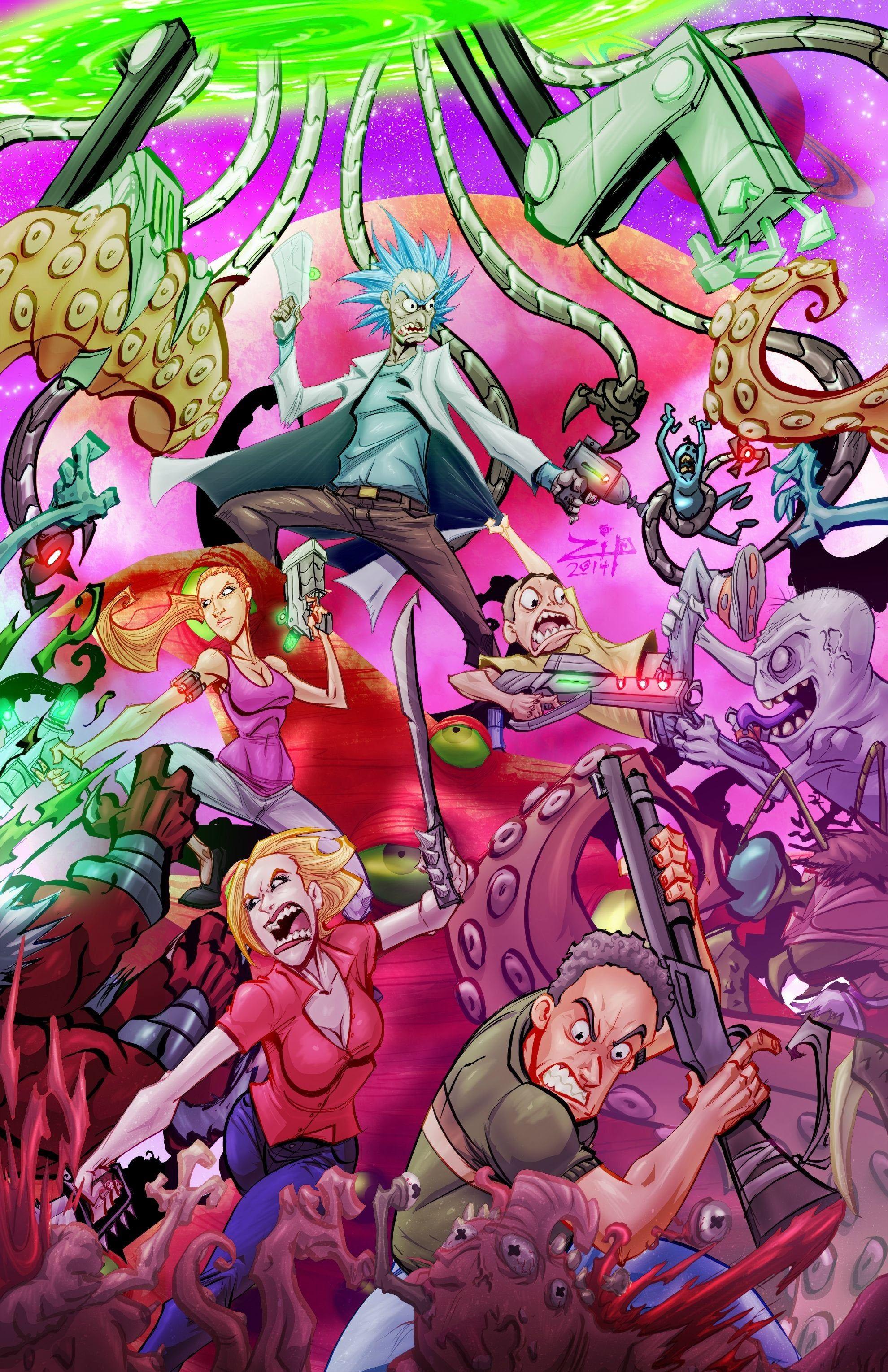 1980x3060 Rick & Morty of the Hill