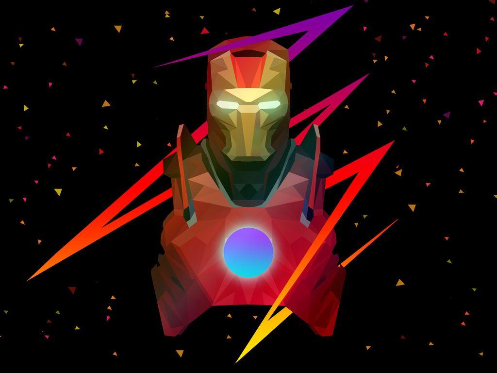 1024x768 Ironman Low Poly Art Wallpaper HD, 4k, 5k, 8k