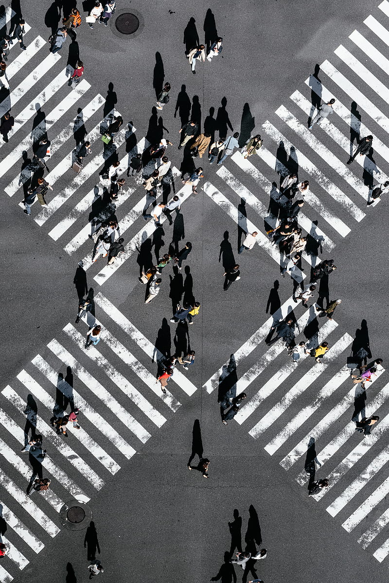 800x1200 Aerial view of people walking on cross pedestrian lane, HD phone wallpaper