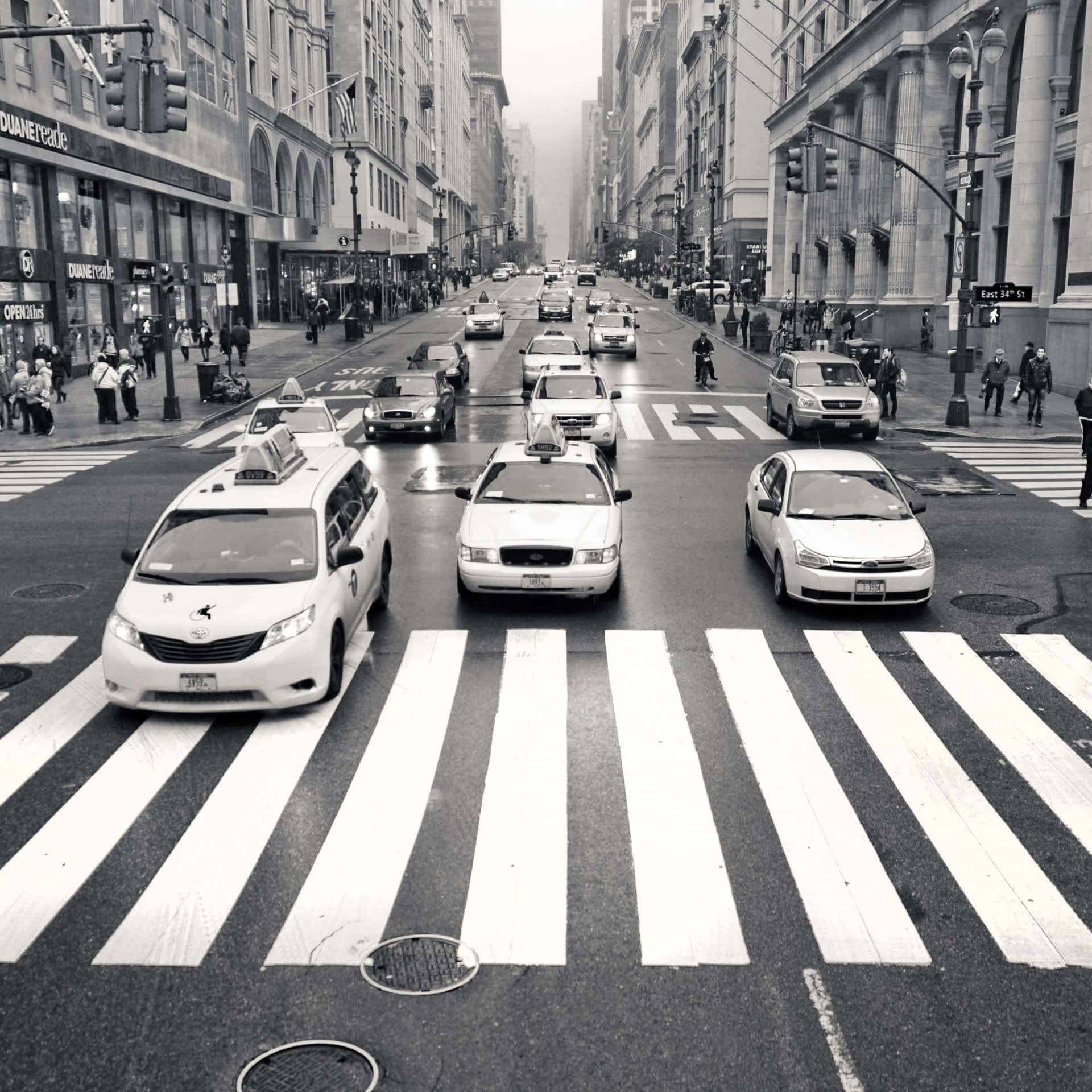 1920x1920 Black And White Street Wallpaper