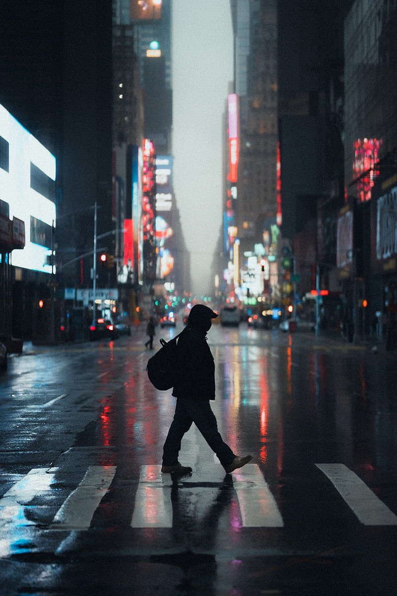 800x1200 Silhouette, alone, walk, city, street, road, HD phone wallpaper