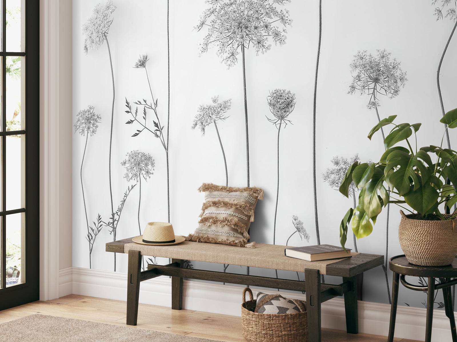 1600x1200 Cow parsley in black and white