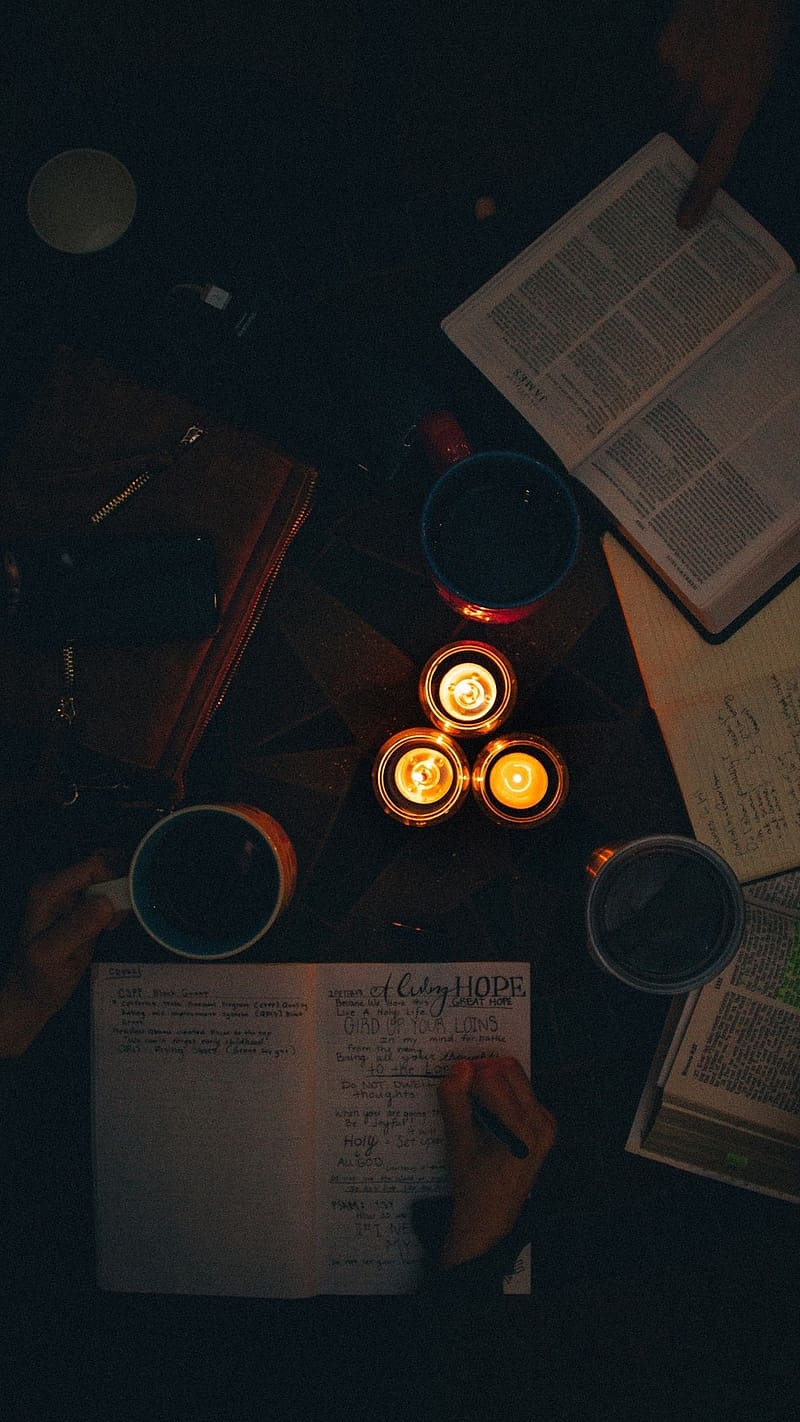 800x1422 Night Study, study, dark, candle, book, writing, HD phone wallpaper