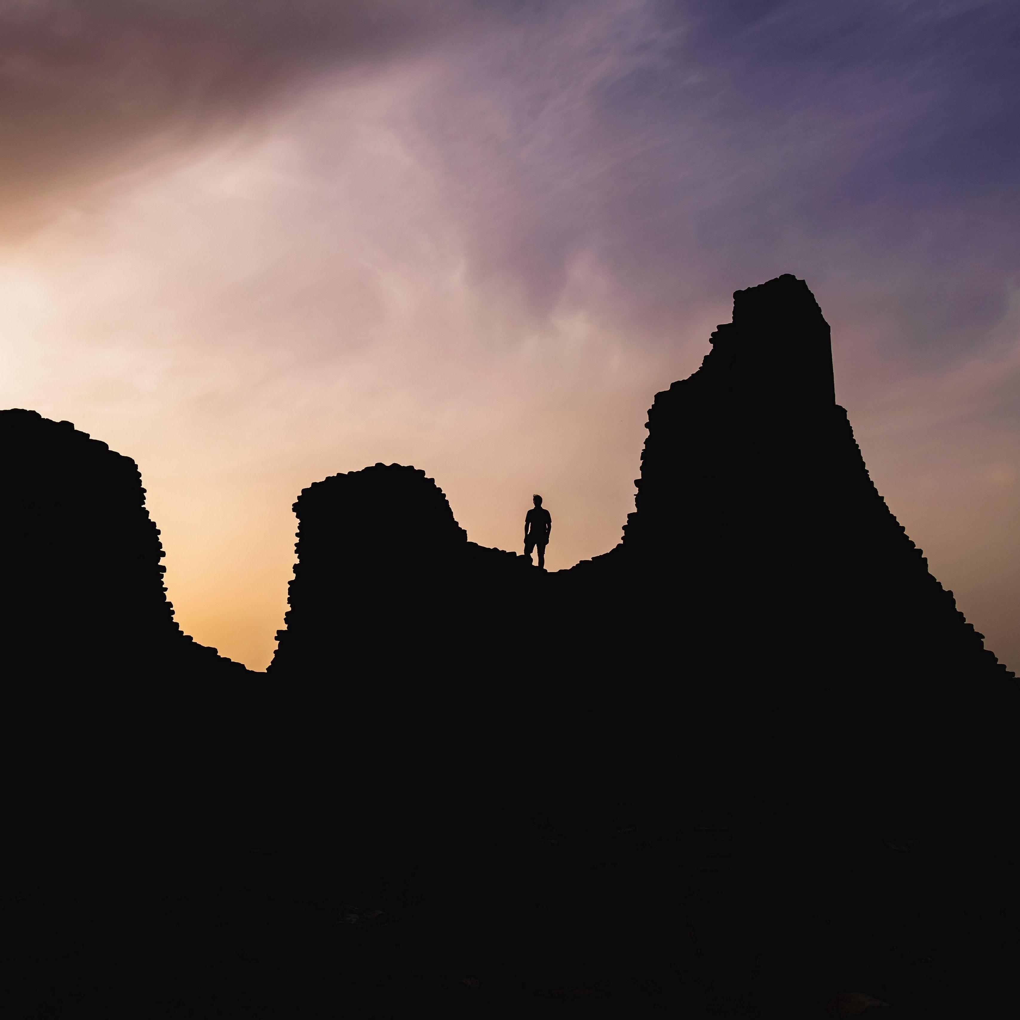 3415x3415 Download wallpaper 3415x3415 hills, silhouette, solitude