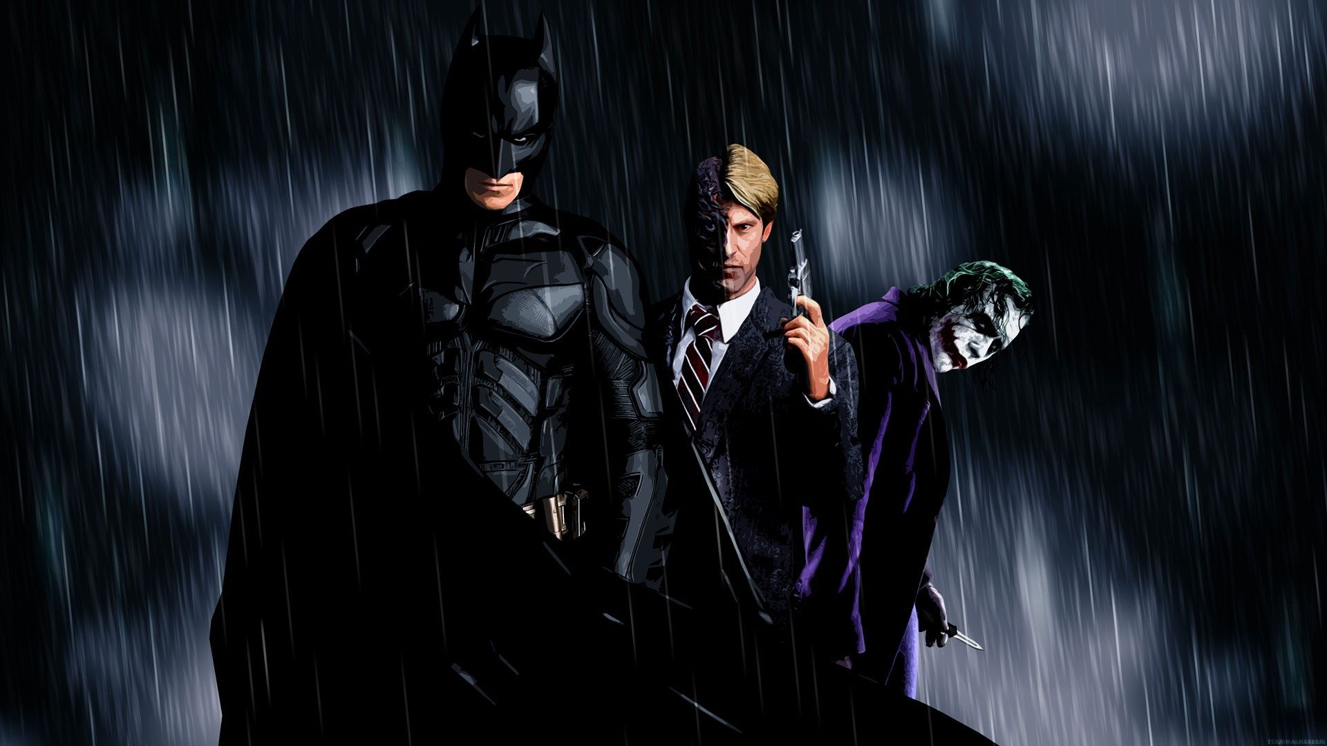 1920x1080 Wallpaper Batman, Rain, Christian Bale for mobile and desktop, section фильмы, resolution 1920x1080