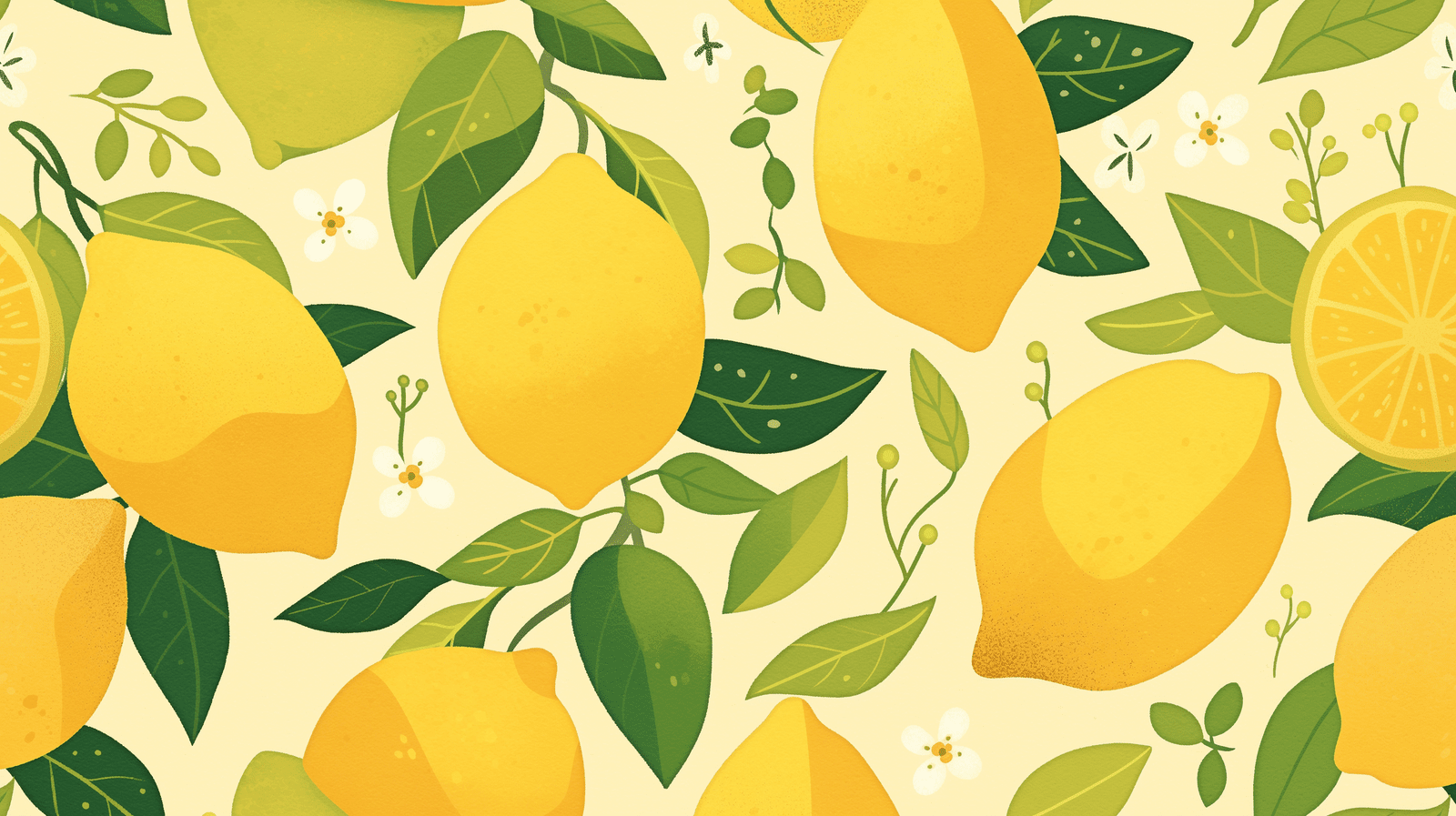 1600x897 Lemon Wallpaper. Bursts of Green and Yellow