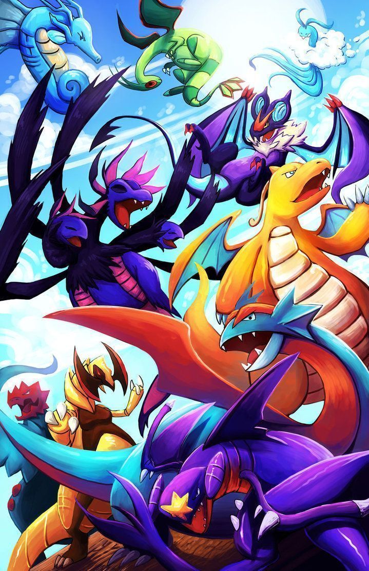 719x1111 soooo, I've been wanting to do this print for a while! allll the dragon pokemon, hopefully I didn't miss any. Although I didn't have room for the legendary ones COMMENT and tell