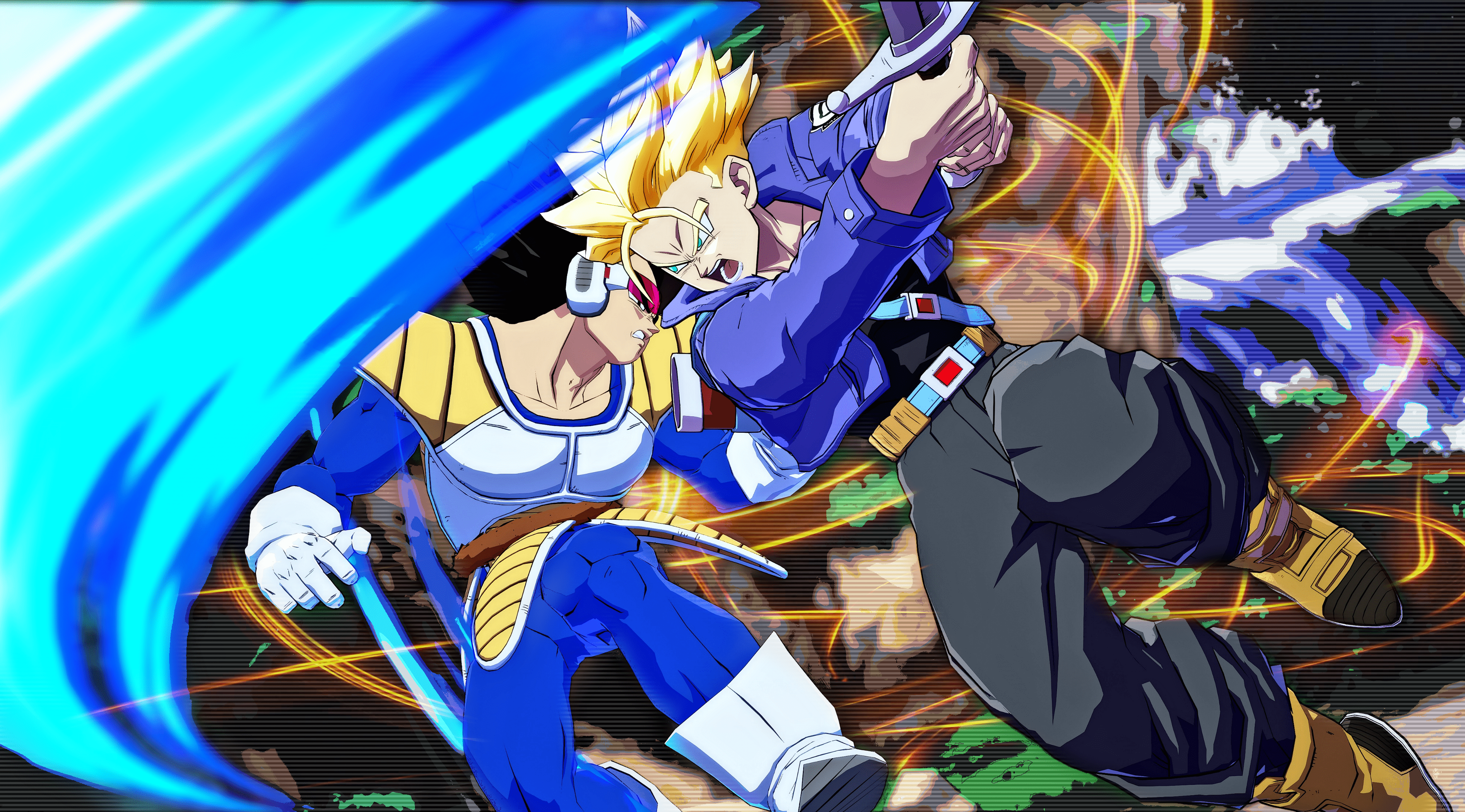 4000x2218 SSJ Trunks VS Vegeta 4K Wallpaper