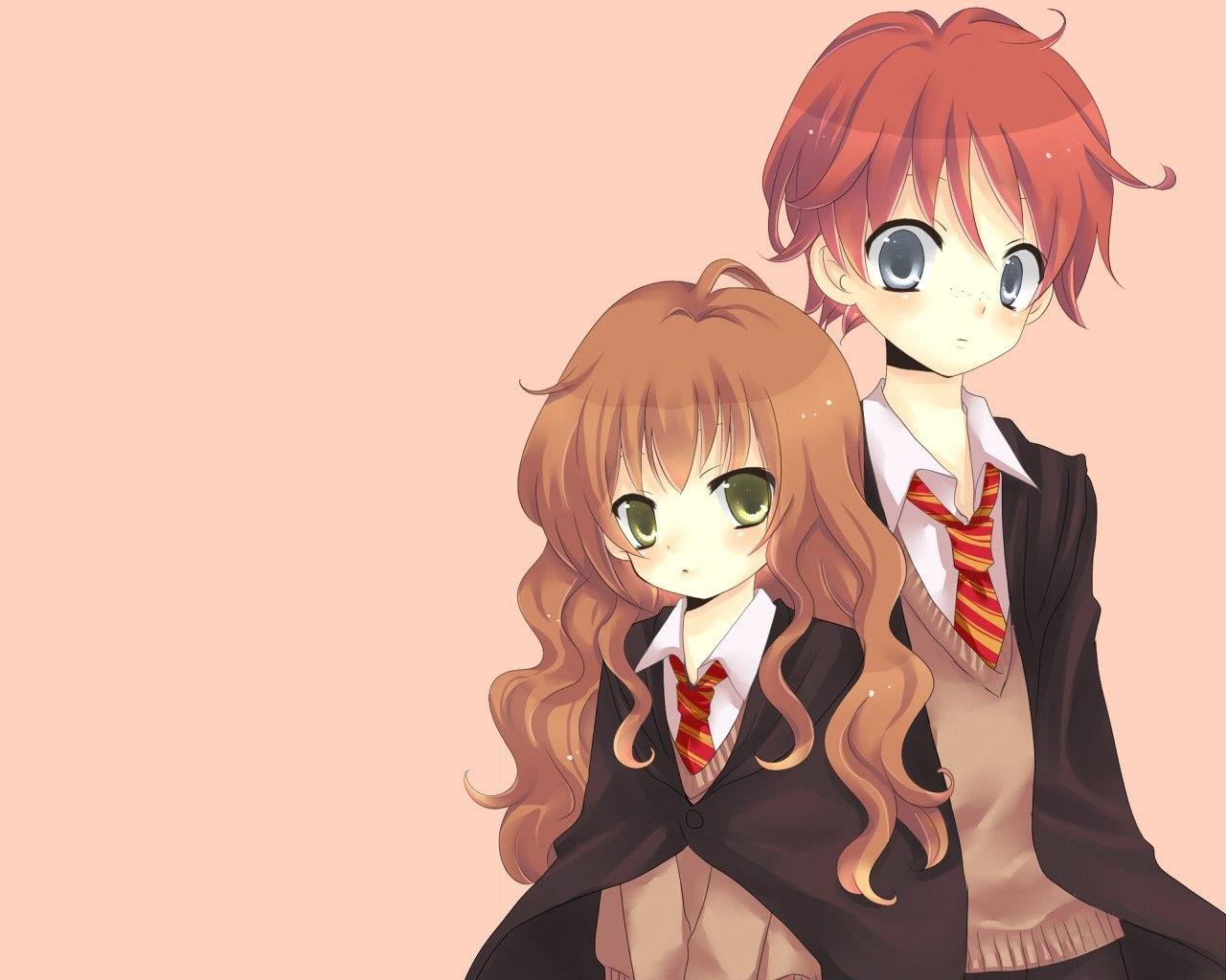 1280x1024 Harry potter, Hermione granger, Ron weasley, Girl