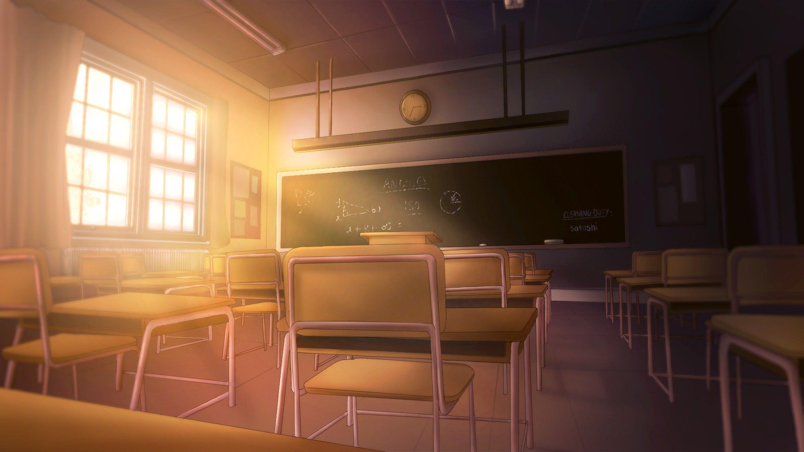 Black & White Anime Classroom Background Graphic by MeiMei10 · Creative  Fabrica