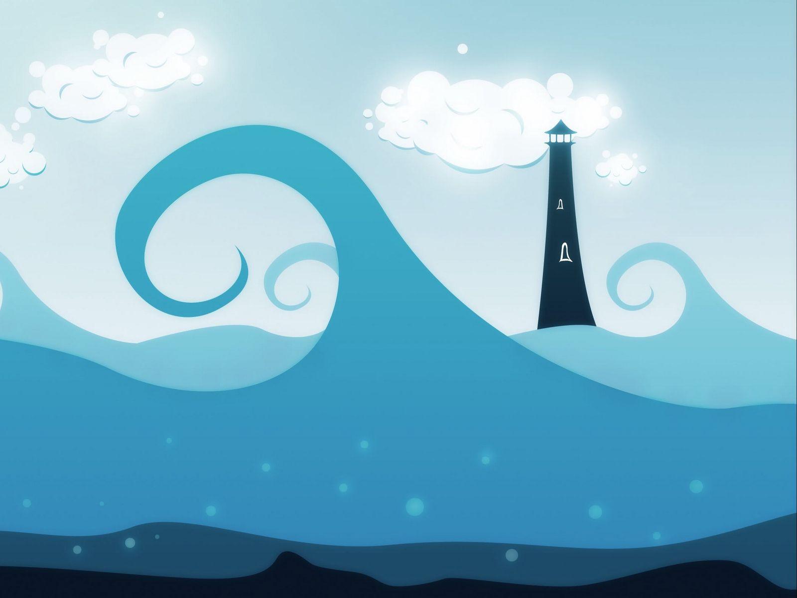 1600x1200 Download wallpaper 1600x1200 wave, tower, cloud, blue