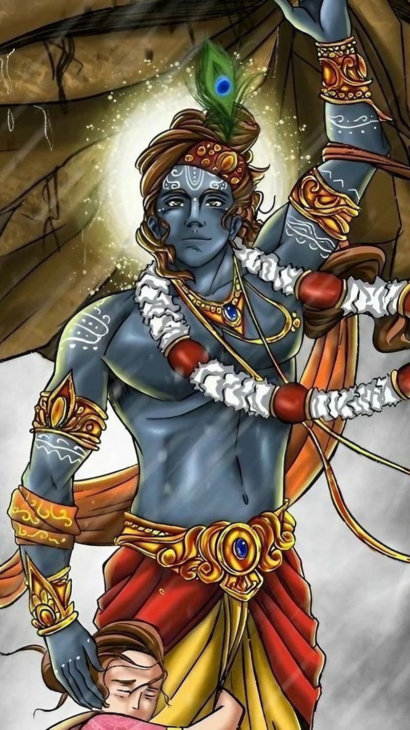 800x1422 HD krishna animation wallpaper
