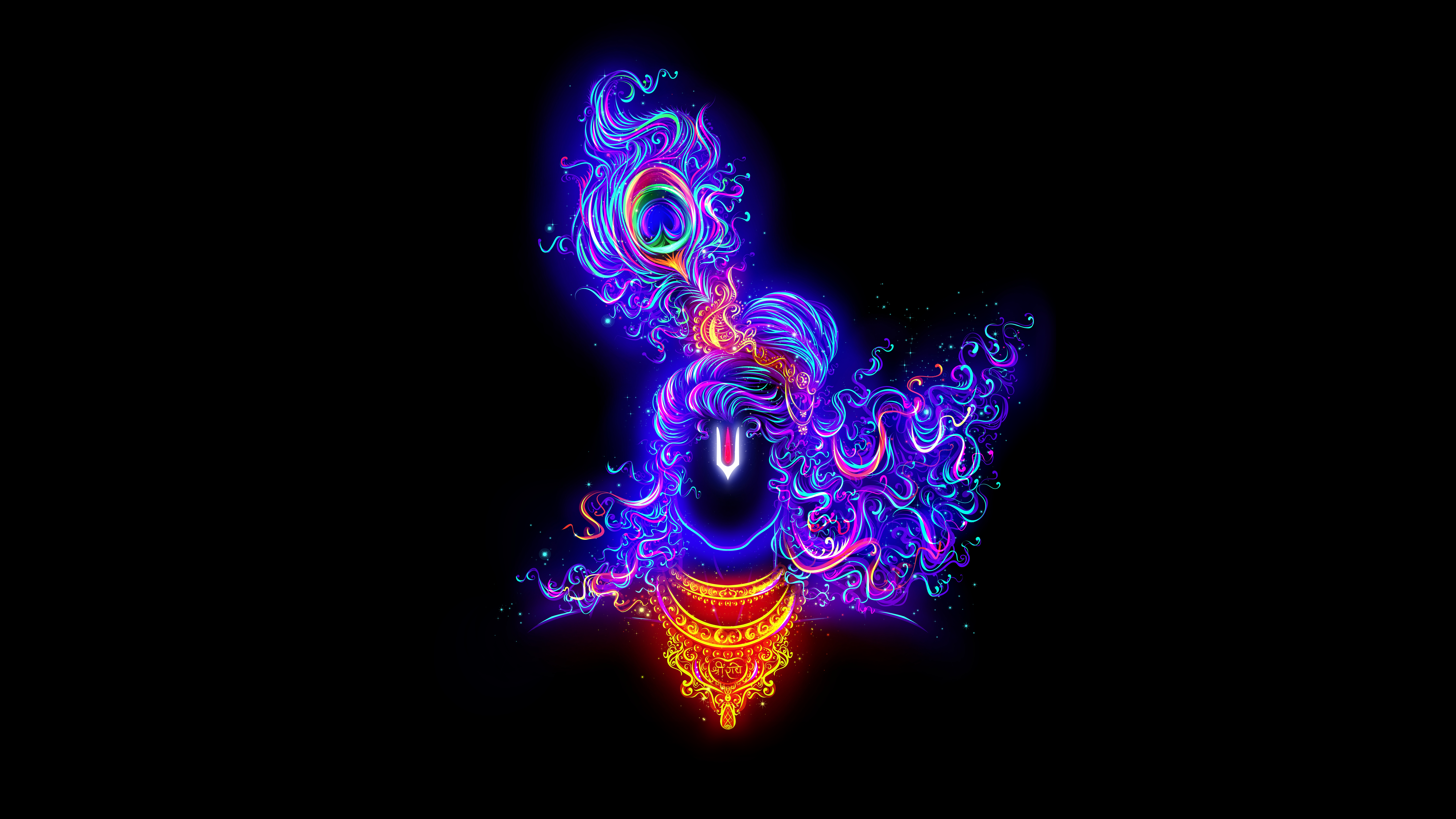 7680x4320 Lord Krishna Wallpaper 4K, Digital Art, Glowing