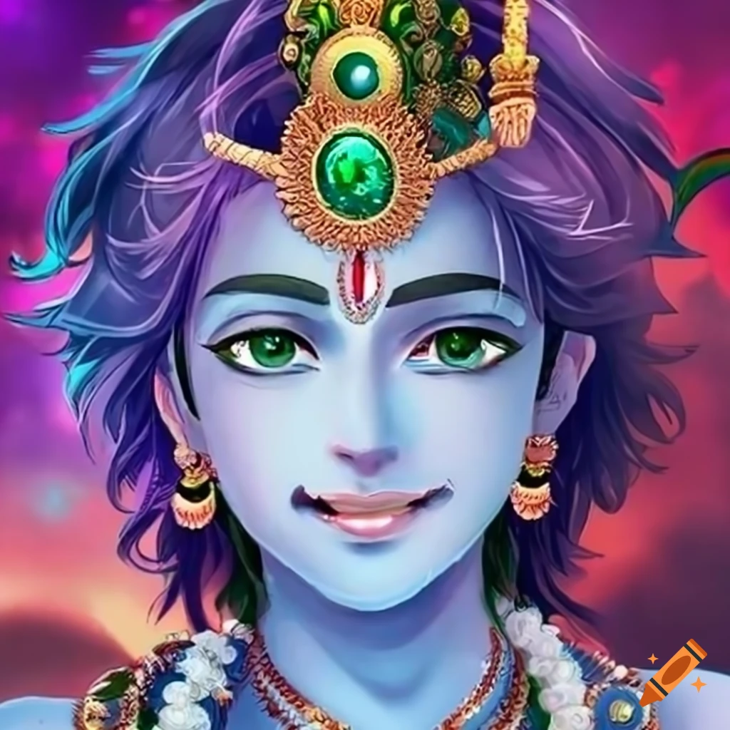 1024x1024 Krishna image in anime style on Craiyon